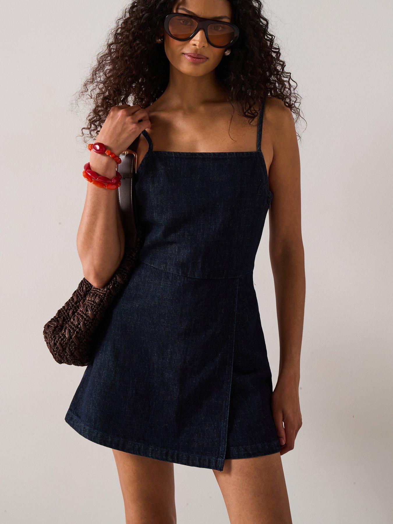 undefined Denim Jumpsuit Short - Dark Blue