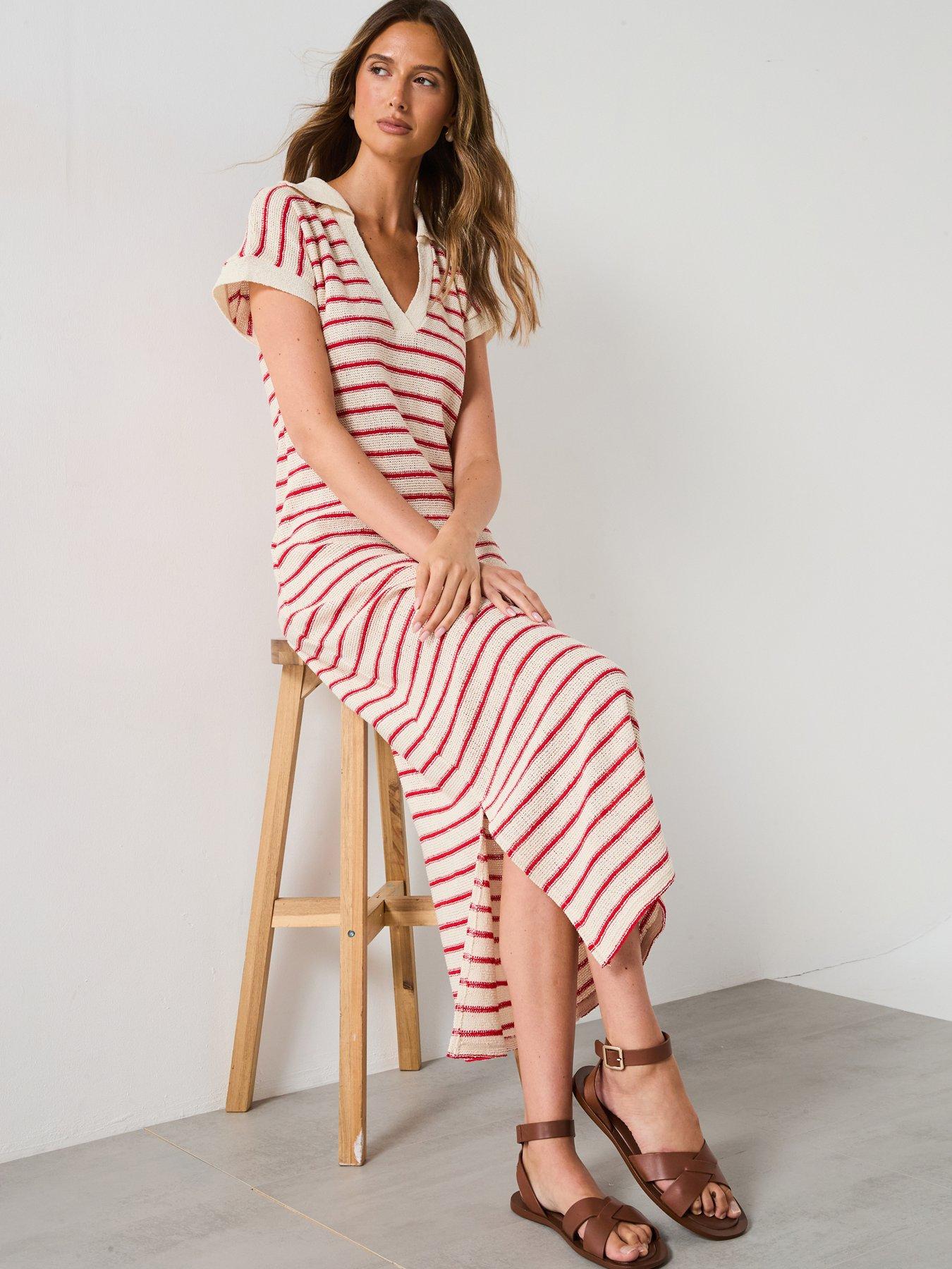 undefined Knitted Midi Dress - Red