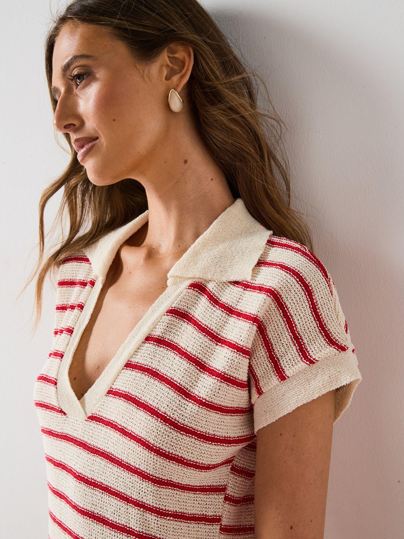Image 4 of 6 of Mango Knitted Midi Dress - Red