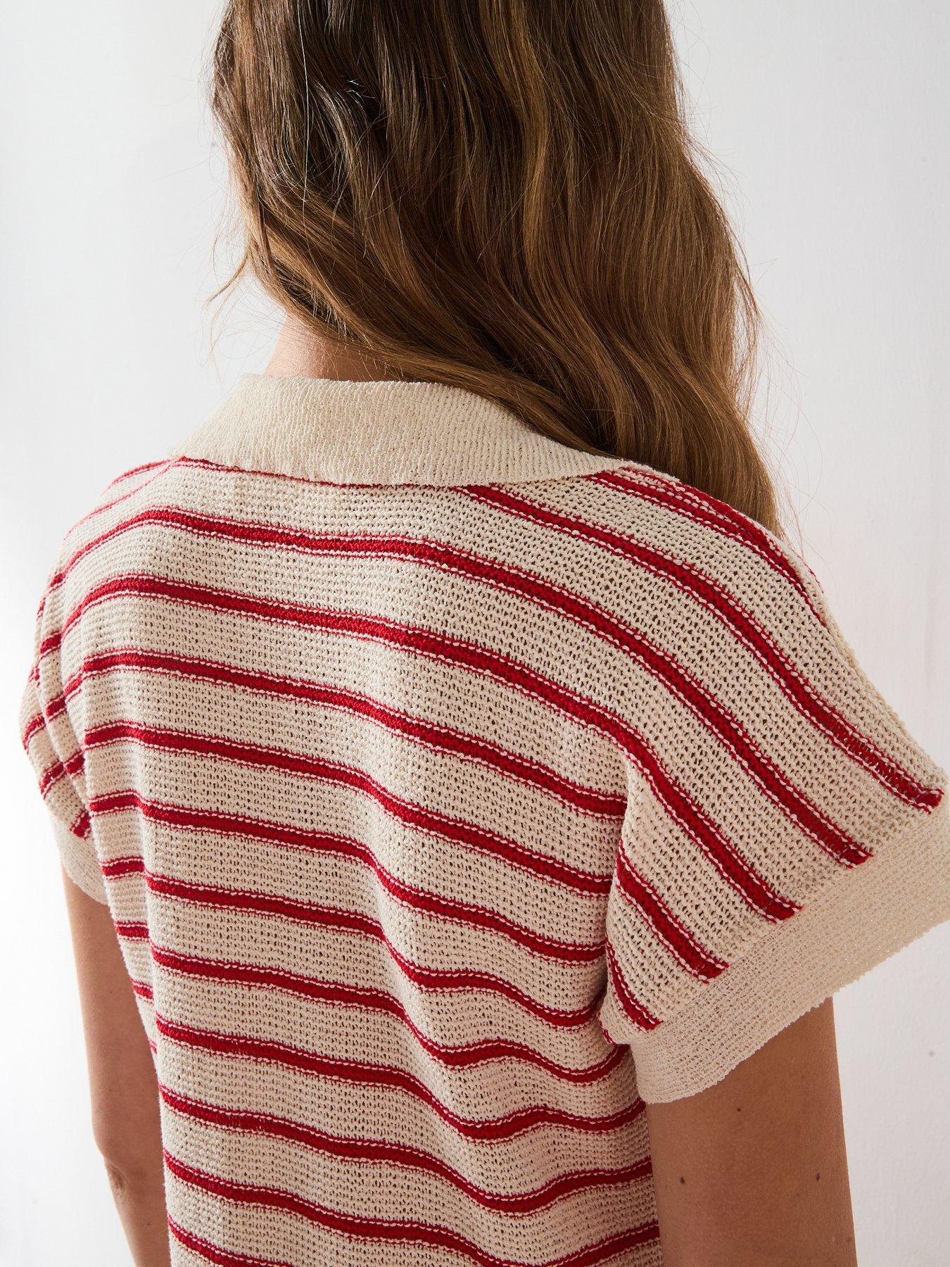 Image 6 of 6 of Mango Knitted Midi Dress - Red