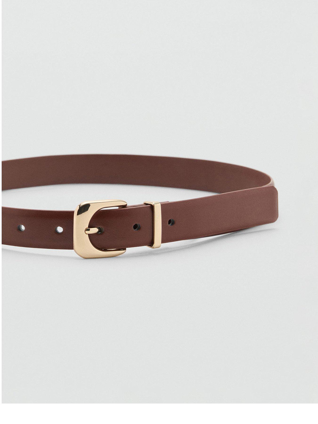 Mango Leather Effect Belt With Buckle - Brown