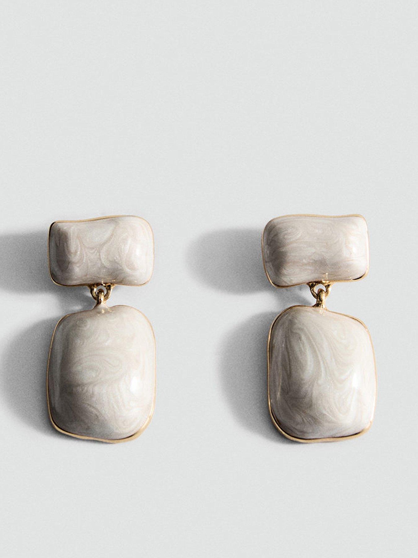 undefined Beaded Drop Earrings - White