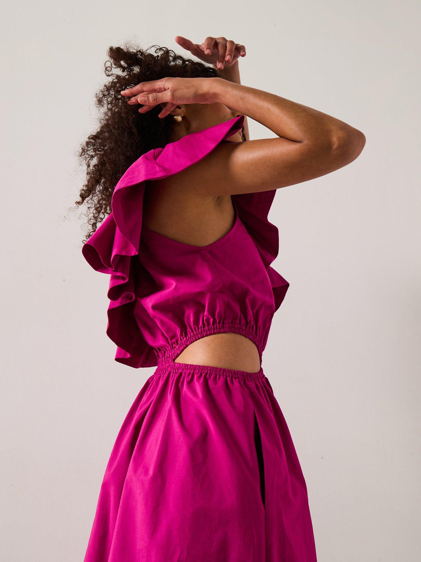 mango pink asymmetric dress MANGO Pink Asymmetrical pleated dress REF.47095876-CLAUDIA TikTok Rare Size  8