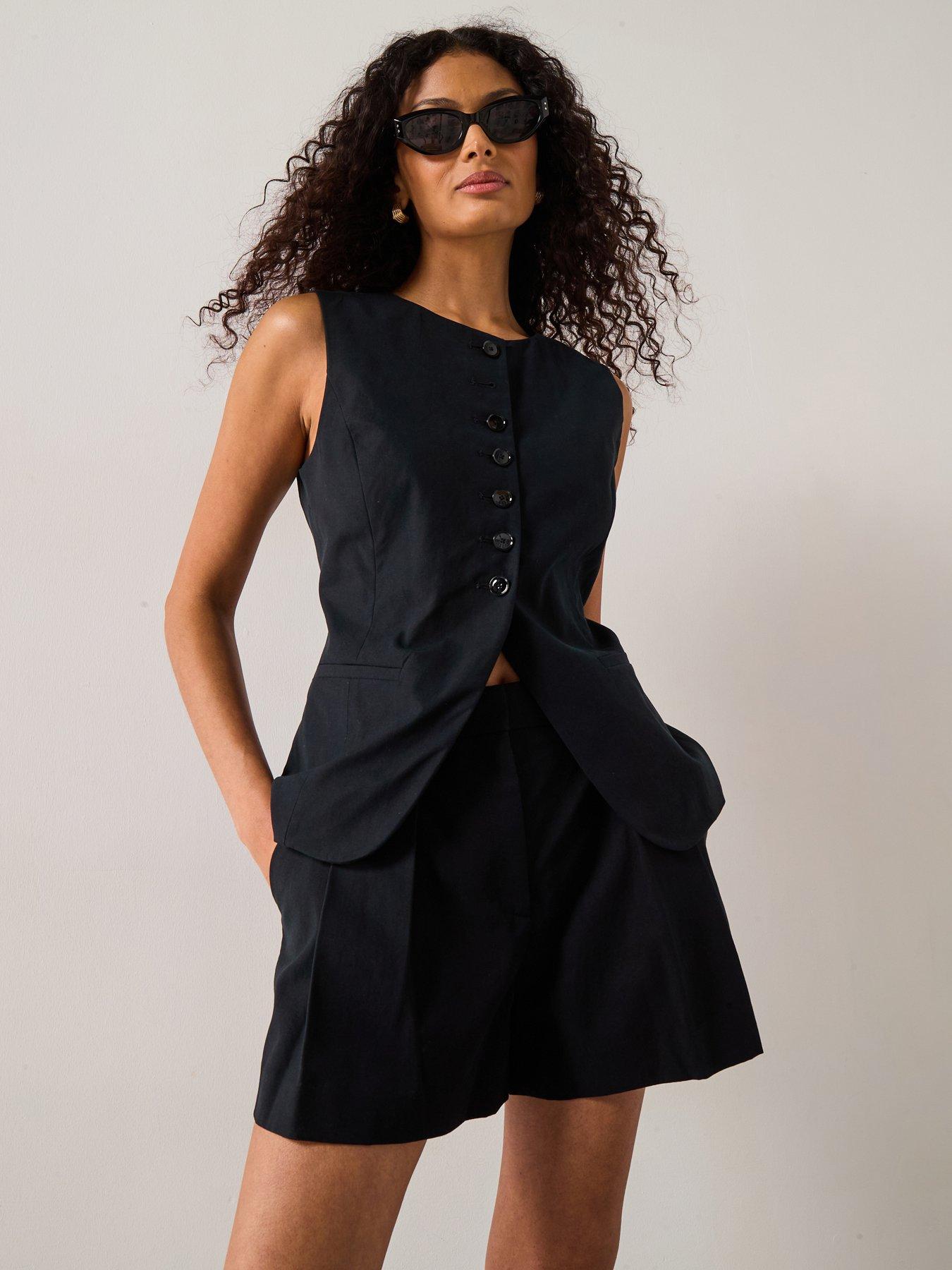 Mango Suit Waistcoat with Buttons - Black