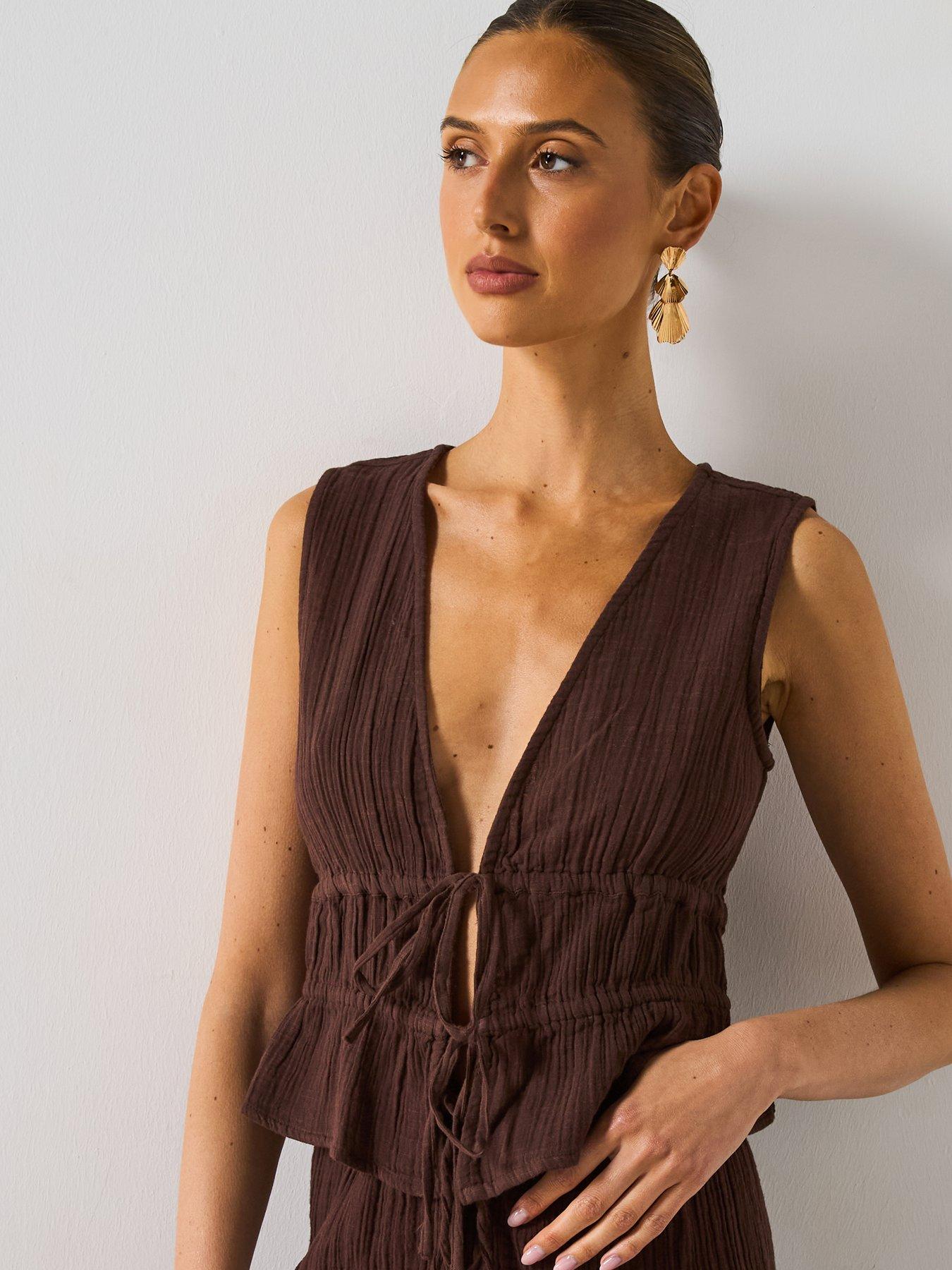 undefined Tie Front Cotton Vest