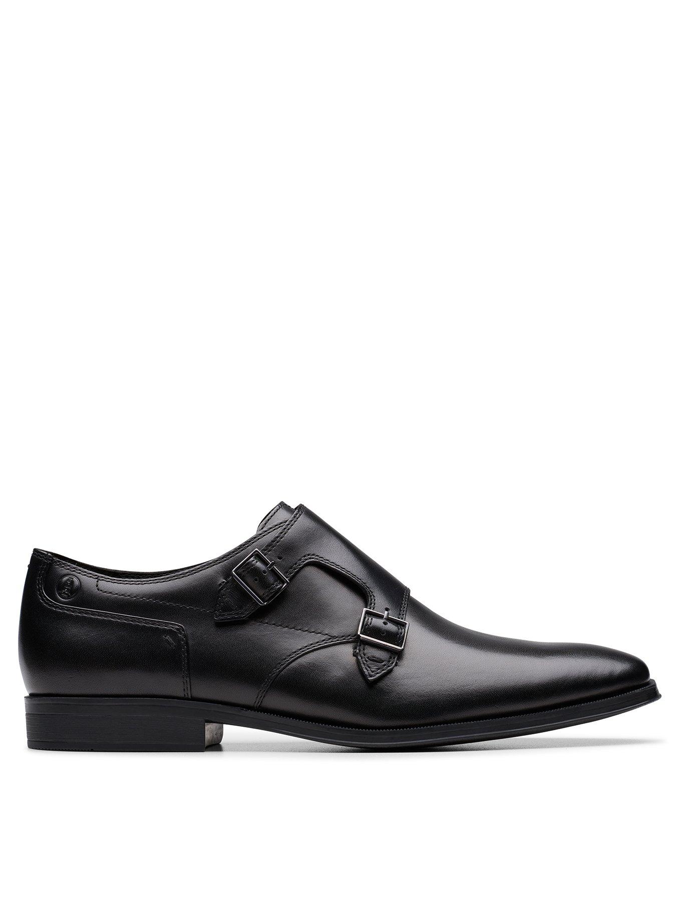 Clarks Paulton Two Strap Monk Shoes- Black