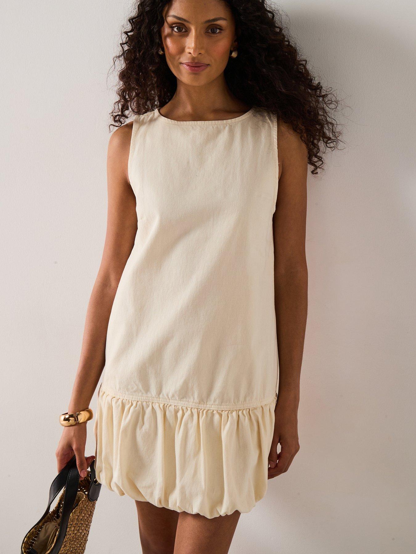 Mango: Denim Dress With Puffed Hem