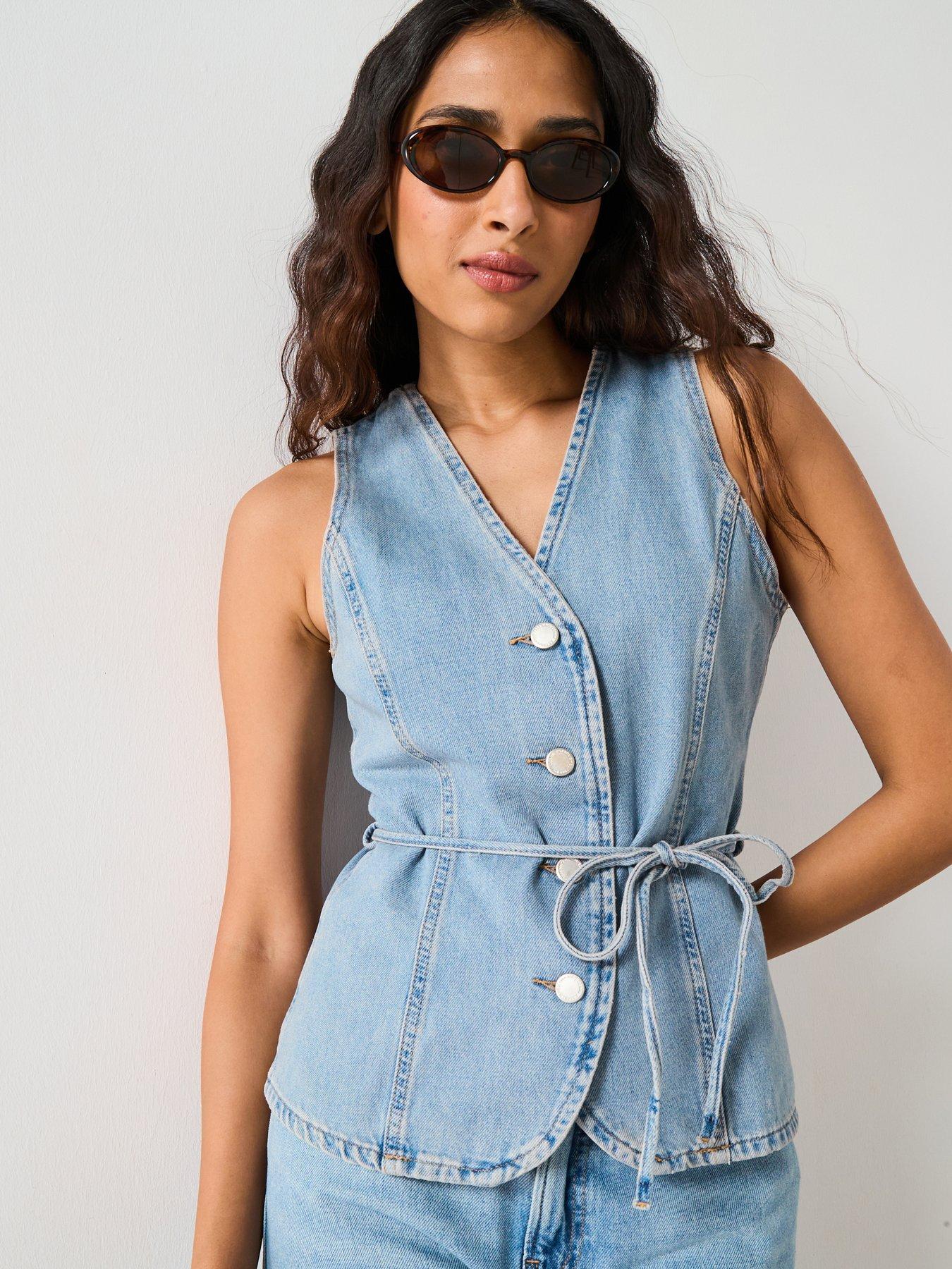 undefined Buttoned Denim Gilet - Blue