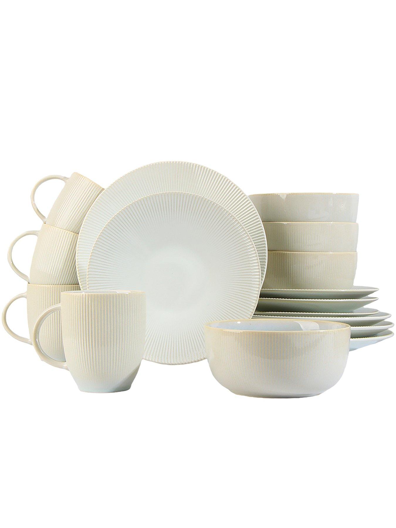 undefined Embossed Reactive Glaze 16-Piece Dinner Set - Cream