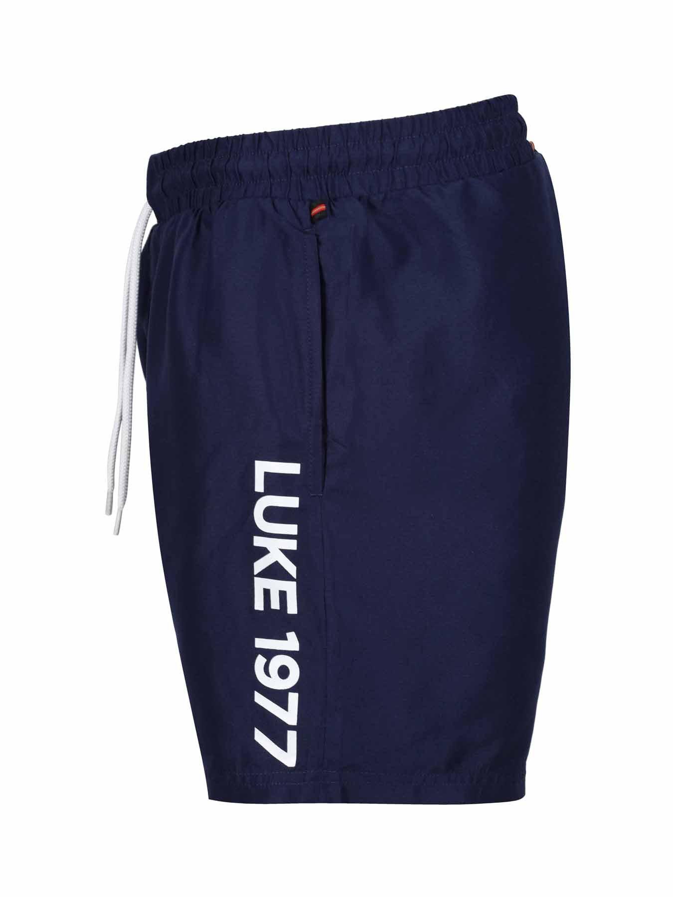 Image 6 of 6 of Luke 1977 Side Logo Swim Shorts - Navy