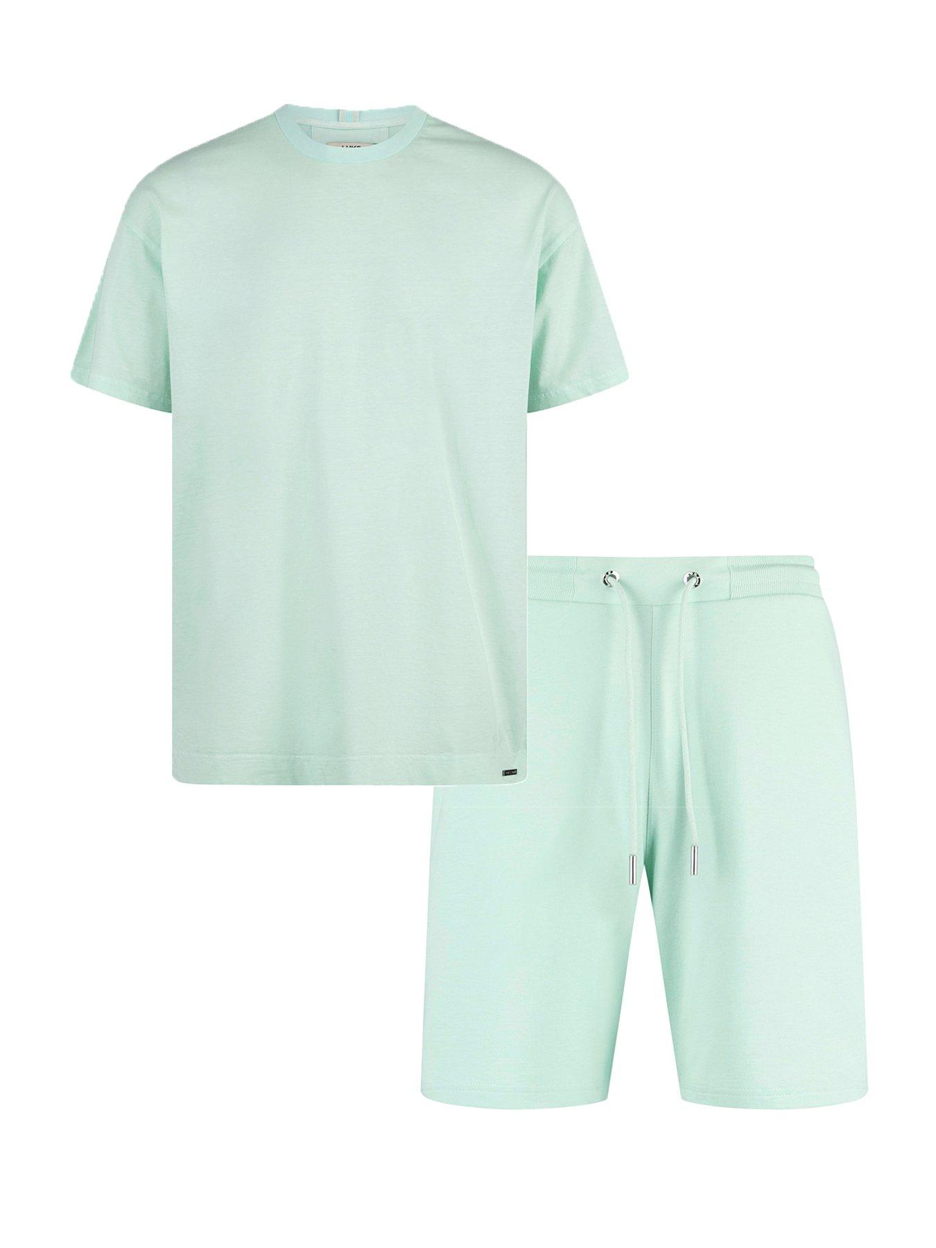 Image 4 of 5 of Luke 1977 Logic T-Shirt And Shorts Set - Light Green