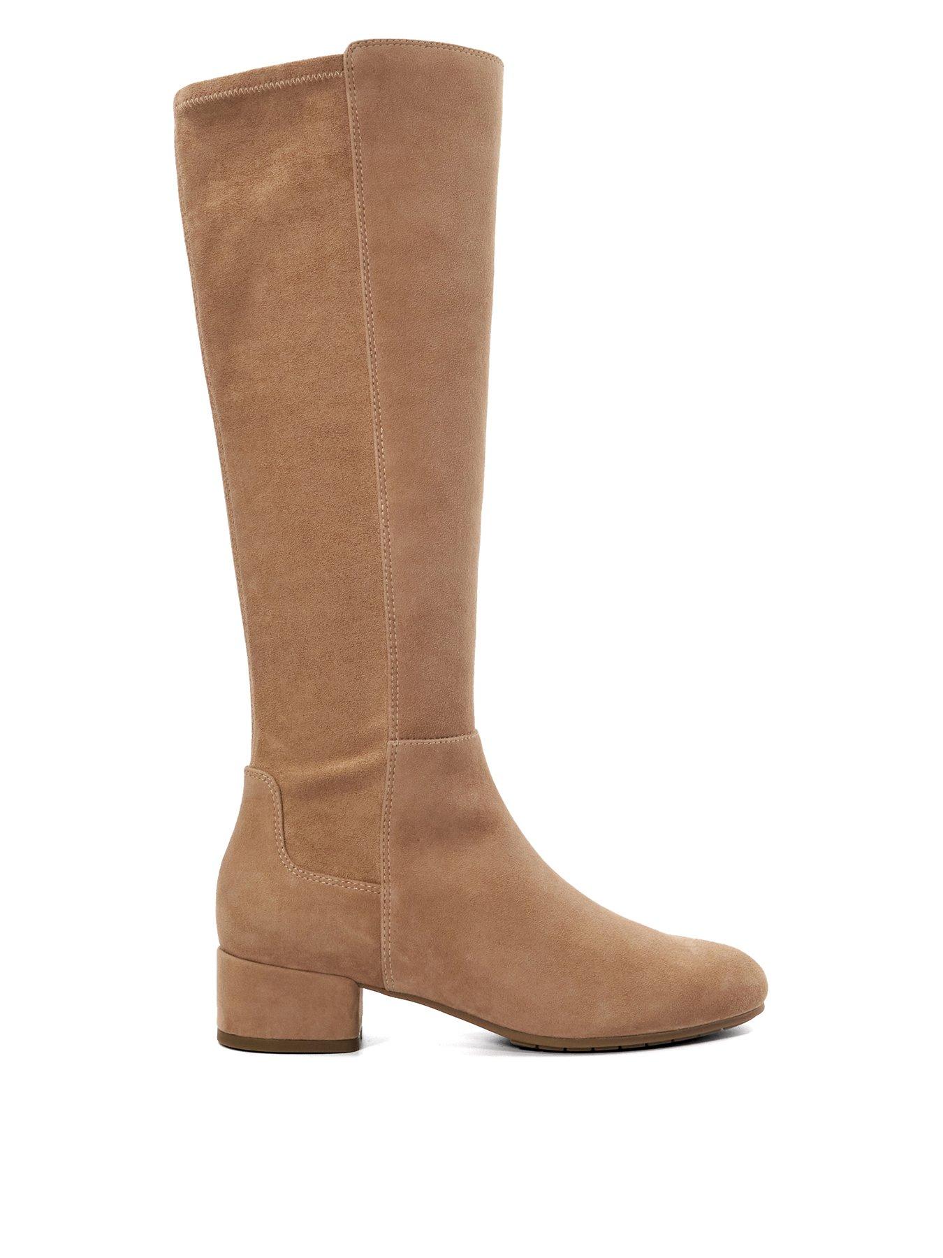 undefined Tayla Stretch Suede Knee High Boots - Caramel