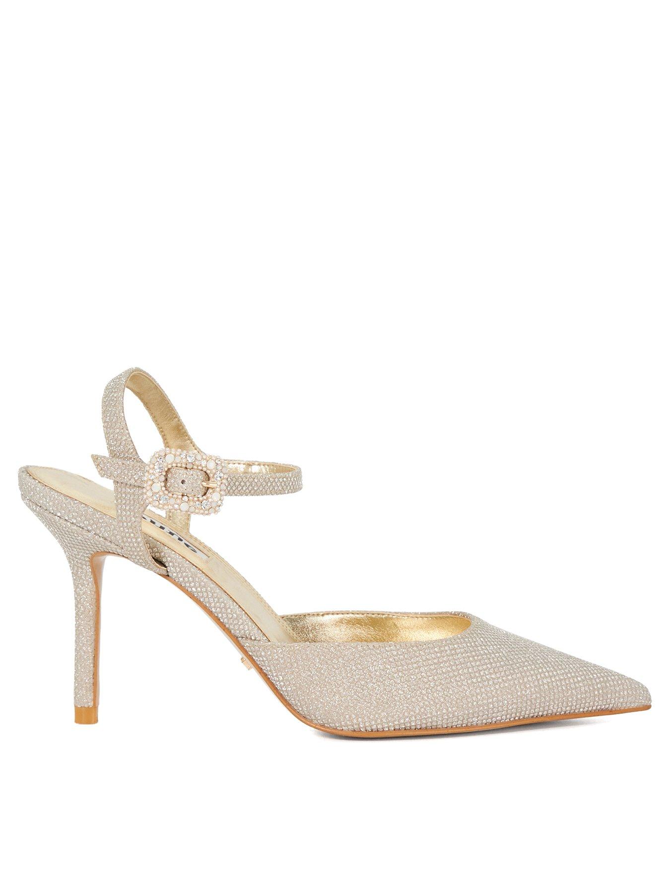 undefined Channel Buckle Detail Heeled Courts - Gold