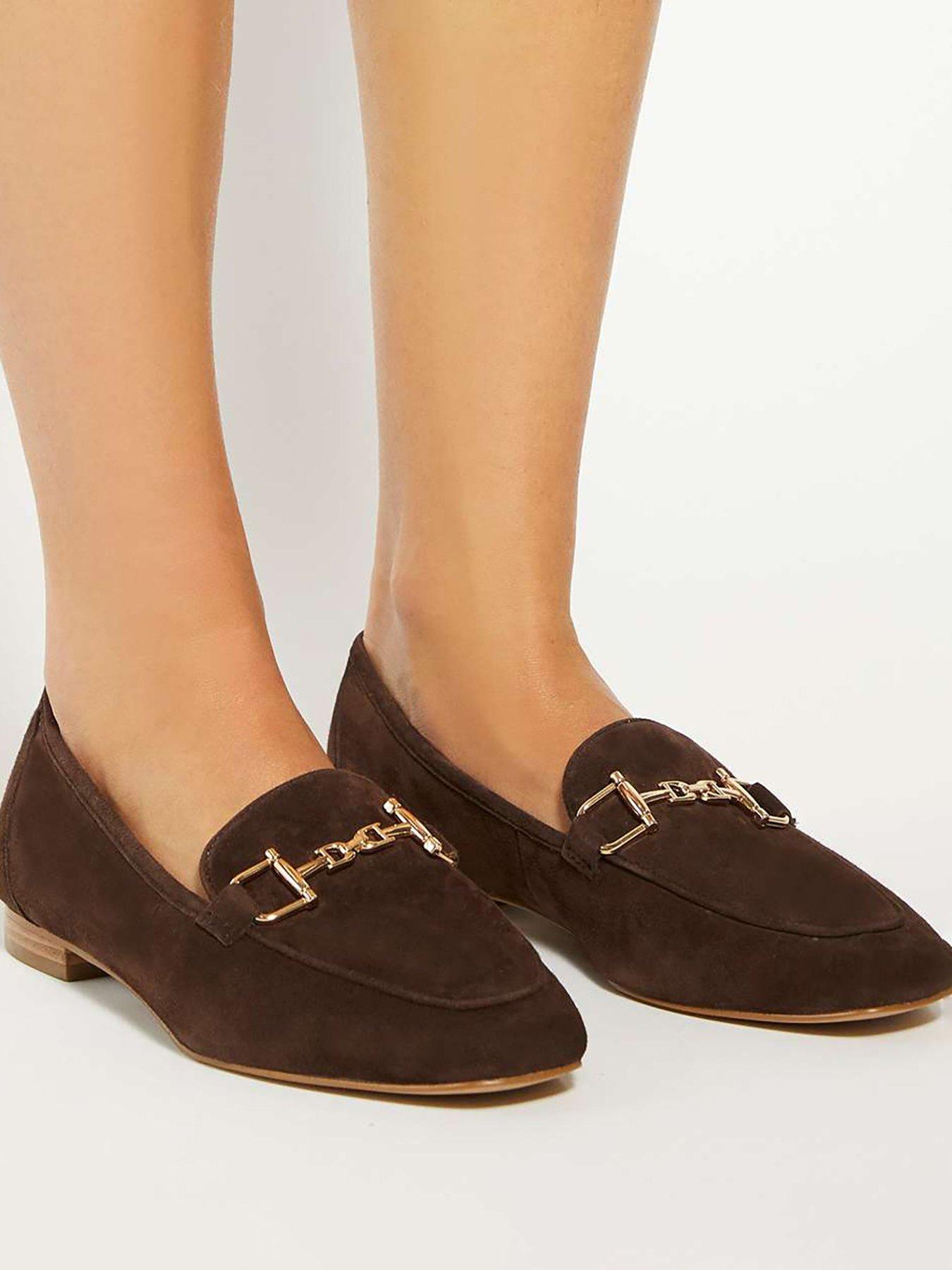 Image 1 of 6 of Dune London Grained Snaffle Suede Loafer - Brown
