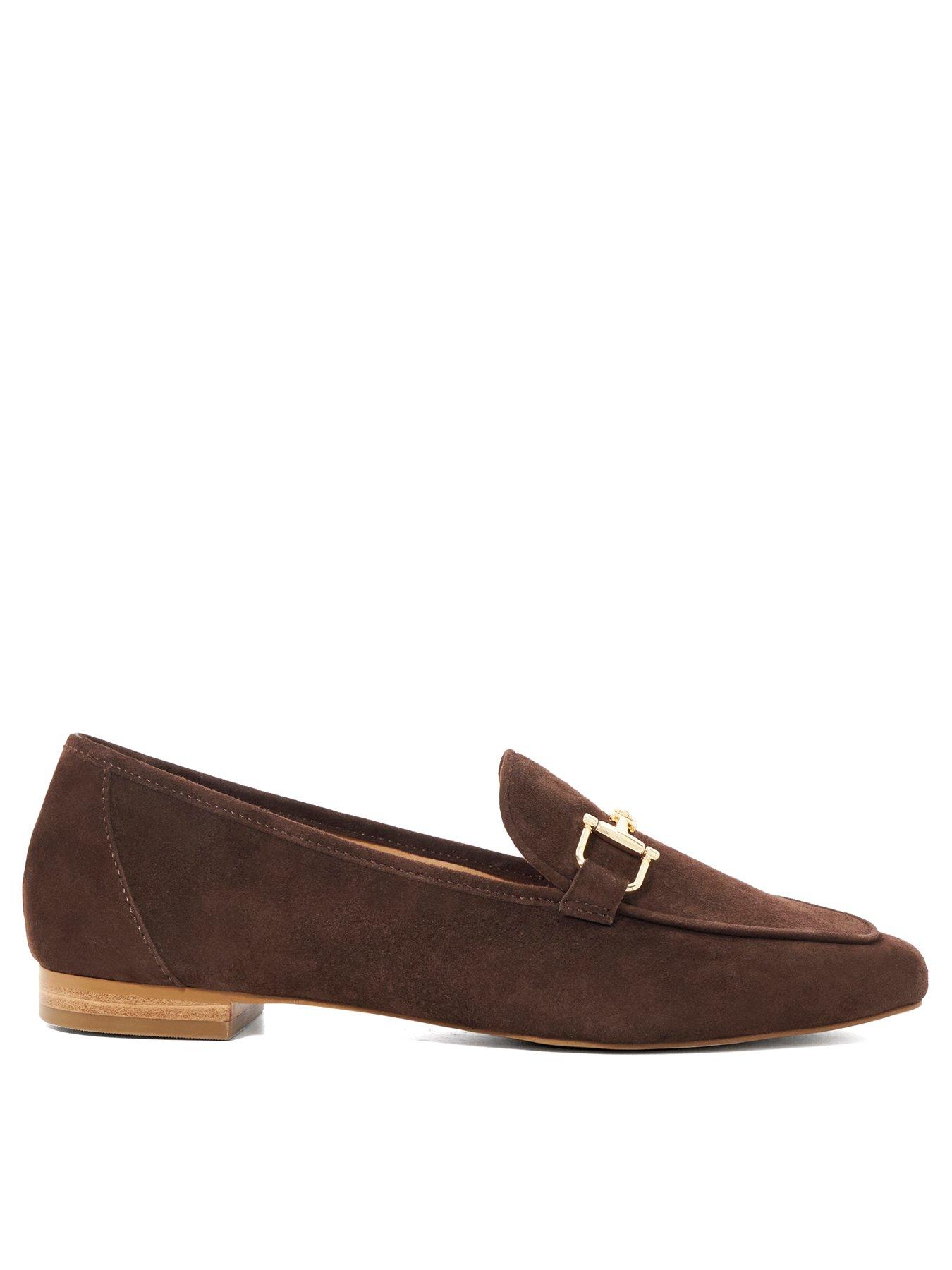 Image 2 of 6 of Dune London Grained Snaffle Suede Loafer - Brown