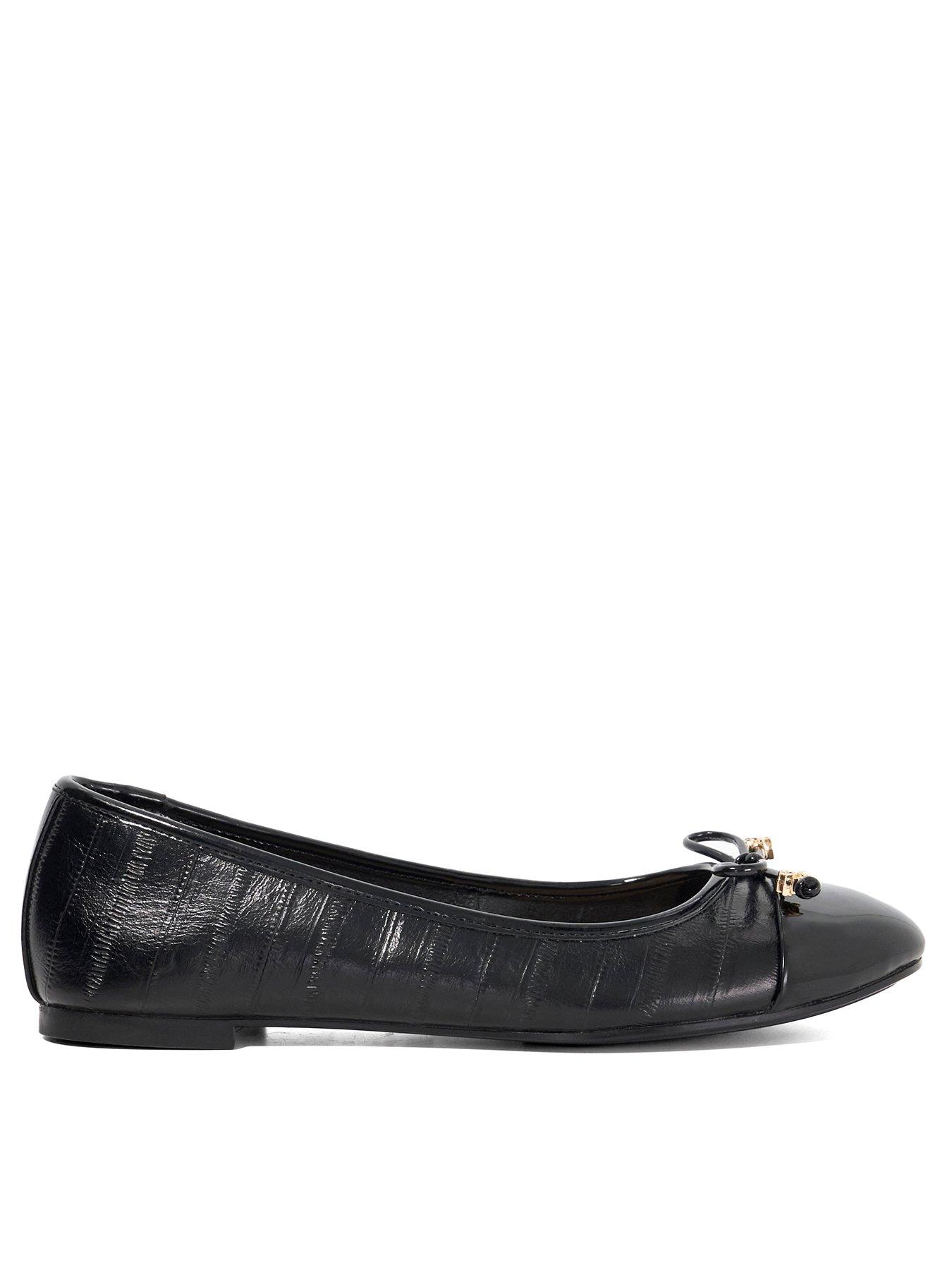 Dune London Hallo Charm Detail Leather Ballet Shoes Black Very