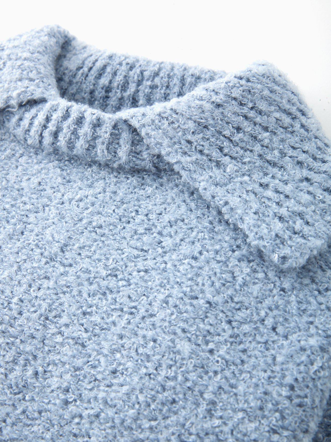 Image 5 of 5 of The Very Collection Girls Oversized Knitted Jumper With Collar - Blue