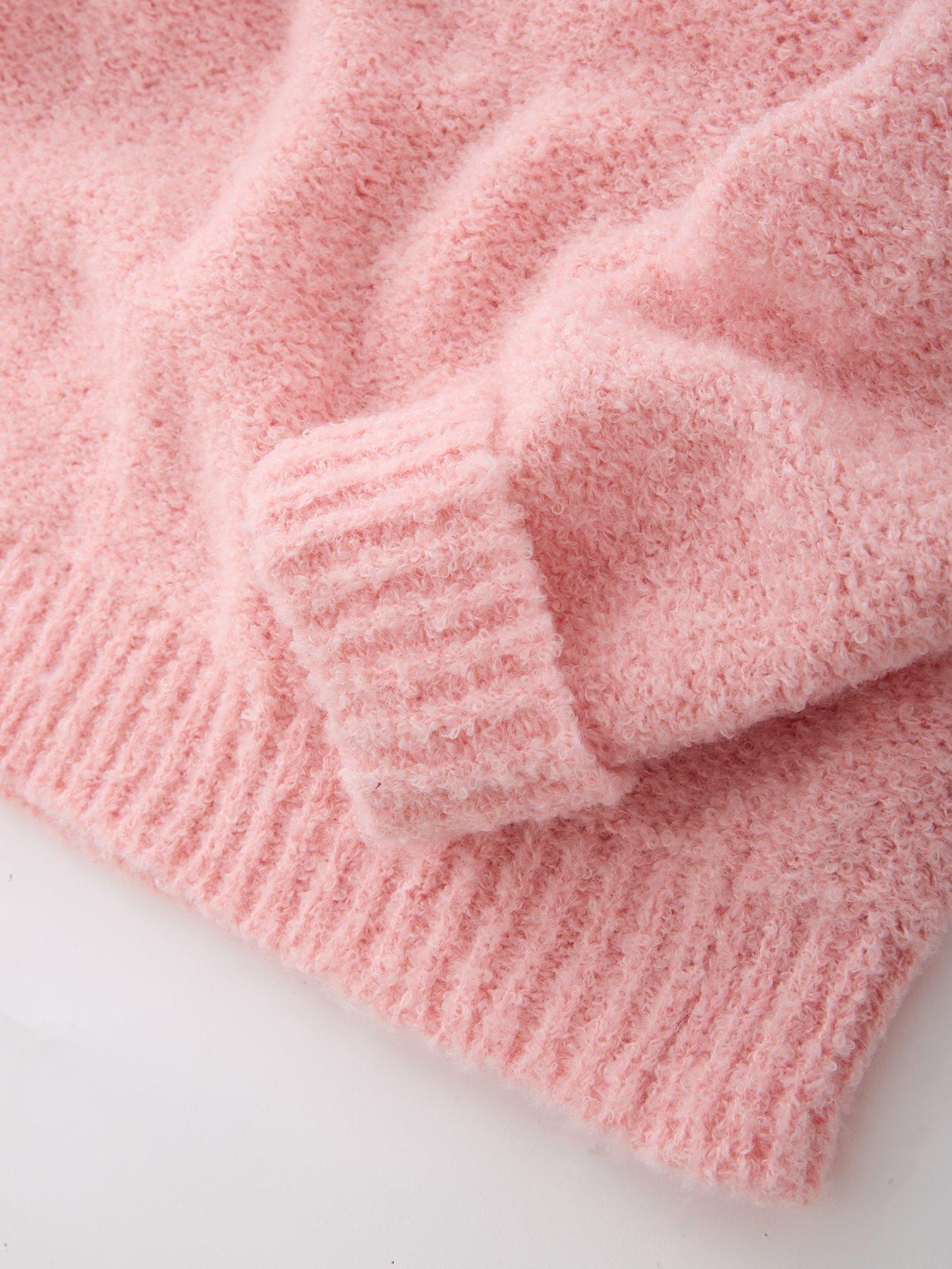 Image 3 of 5 of The Very Collection Girls Oversized Knitted Jumper With Collar - Pink