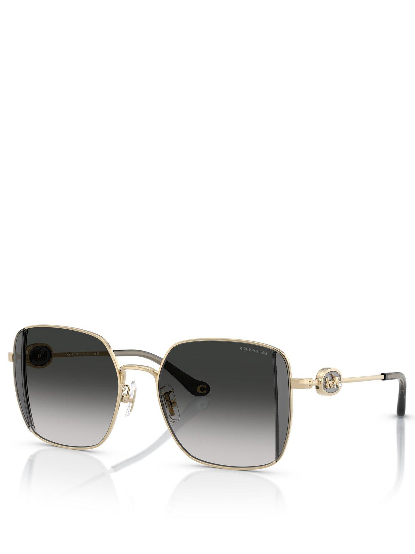 COACH Square Sunglasses- Gold Metal Frame
