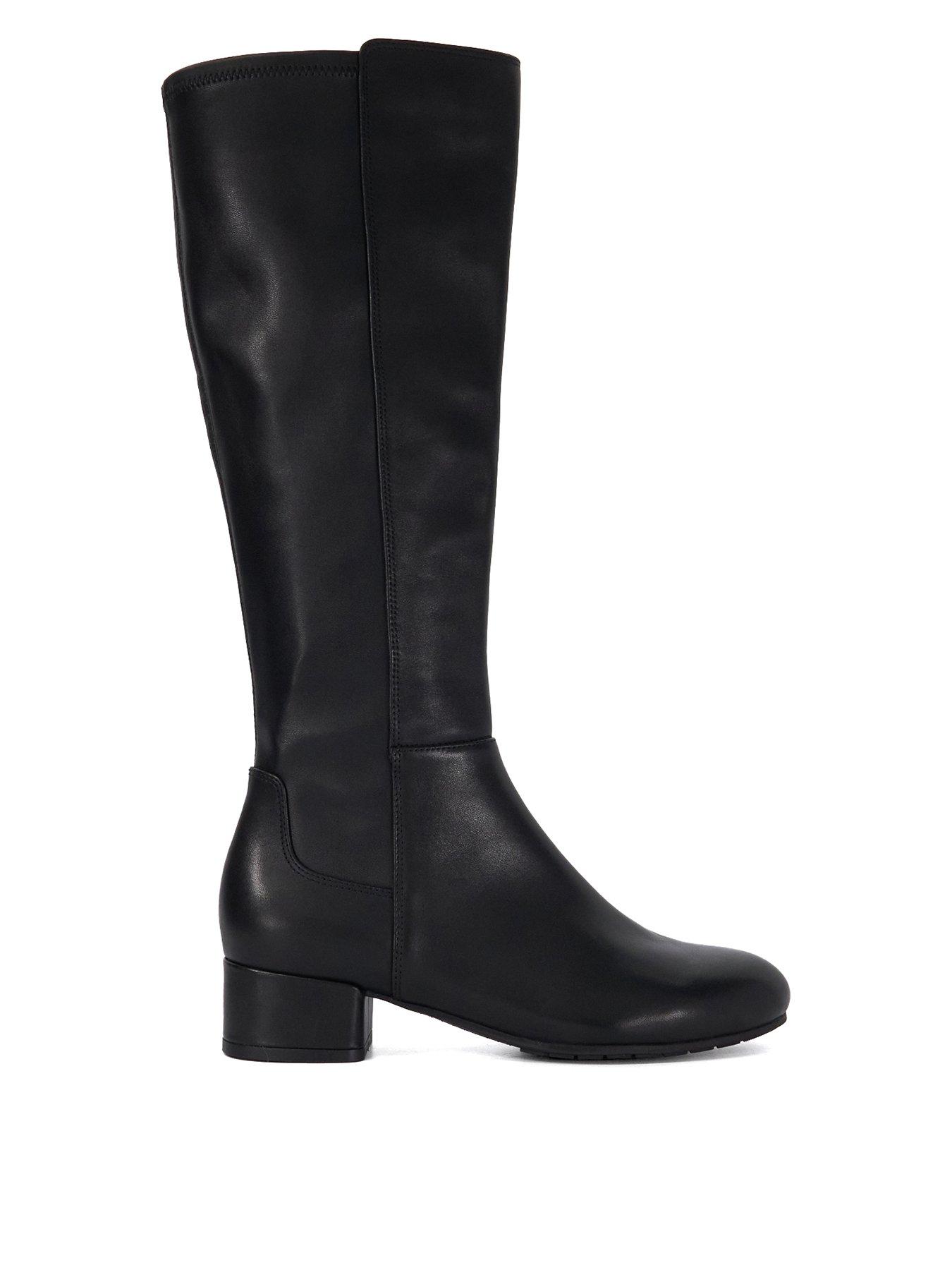 undefined Tayla Stretch Leather Knee High Boots - Black