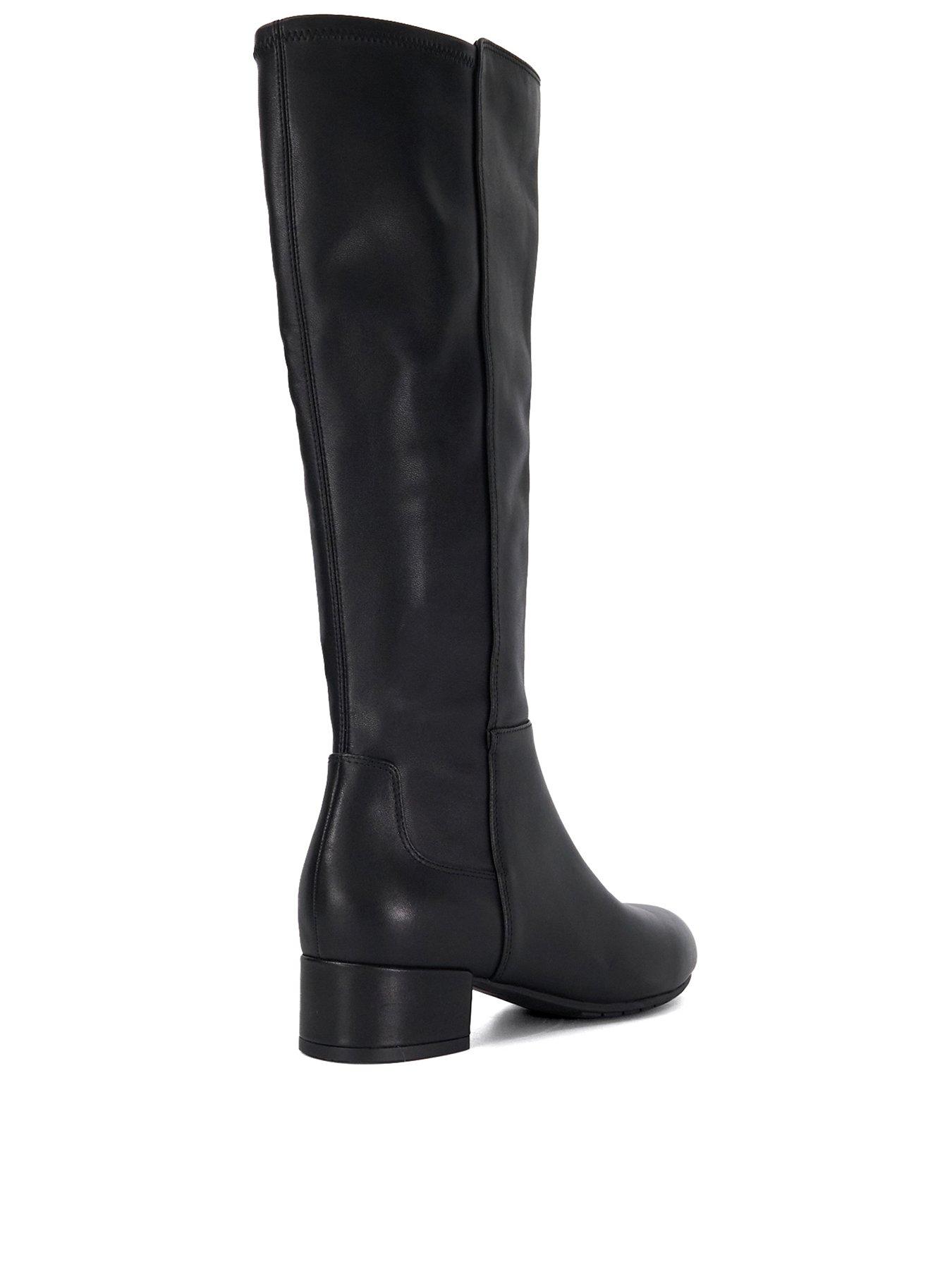 Image 4 of 6 of Dune London Tayla Stretch Leather Knee High Boots - Black