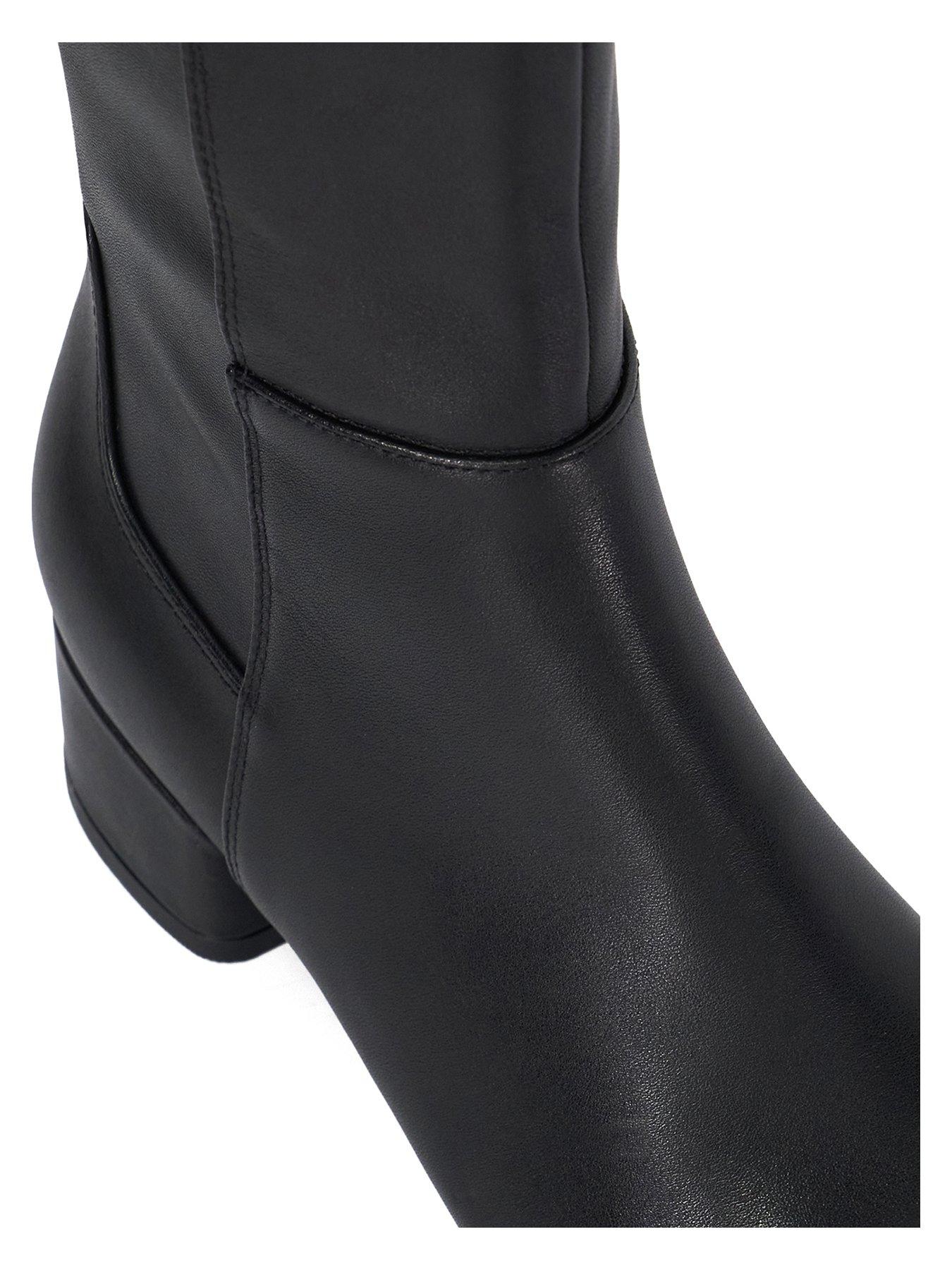 Image 6 of 6 of Dune London Tayla Stretch Leather Knee High Boots - Black