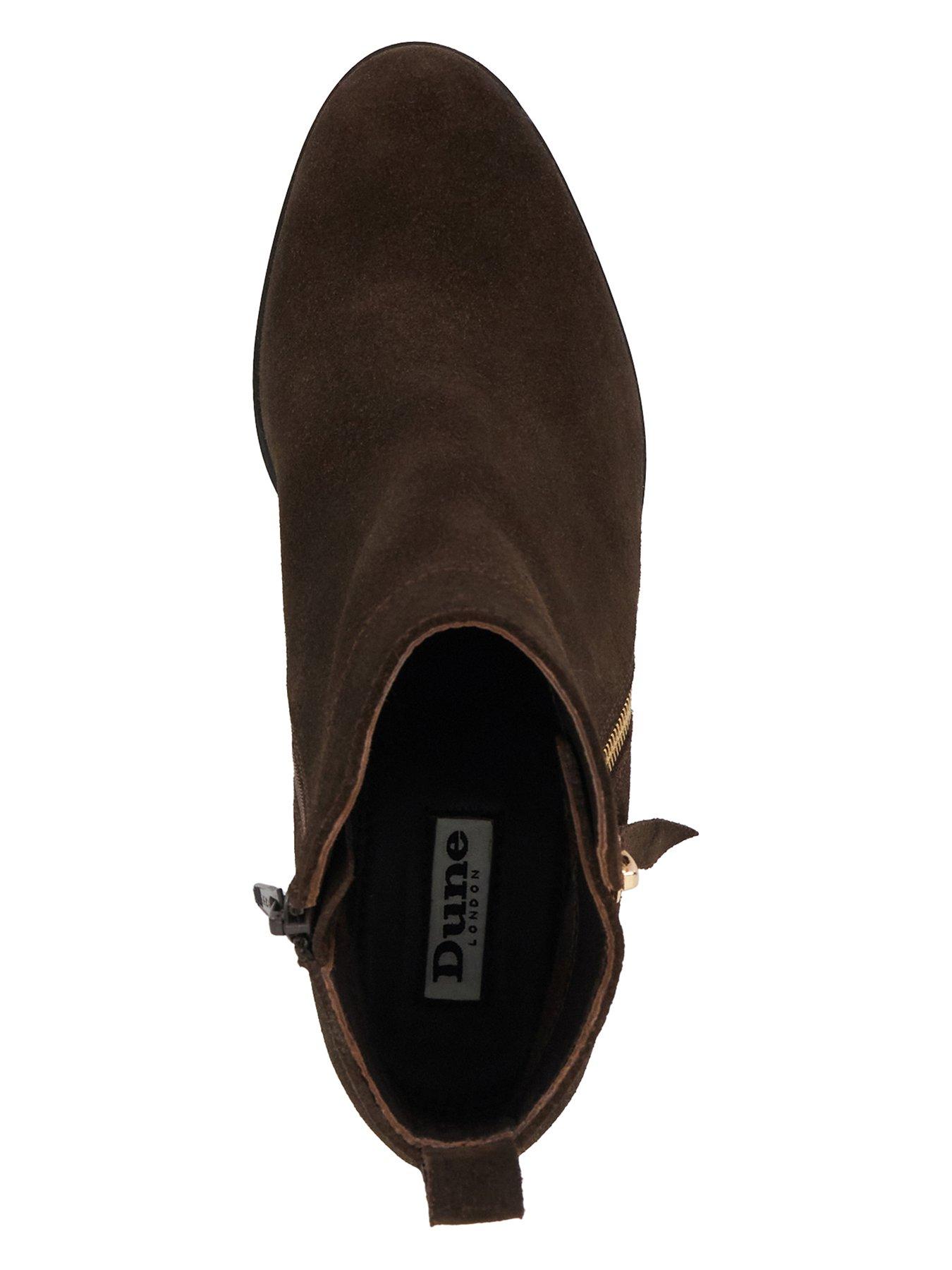 Image 5 of 6 of Dune London Paicing Block Heel Side Zip Leather Boots - Brown