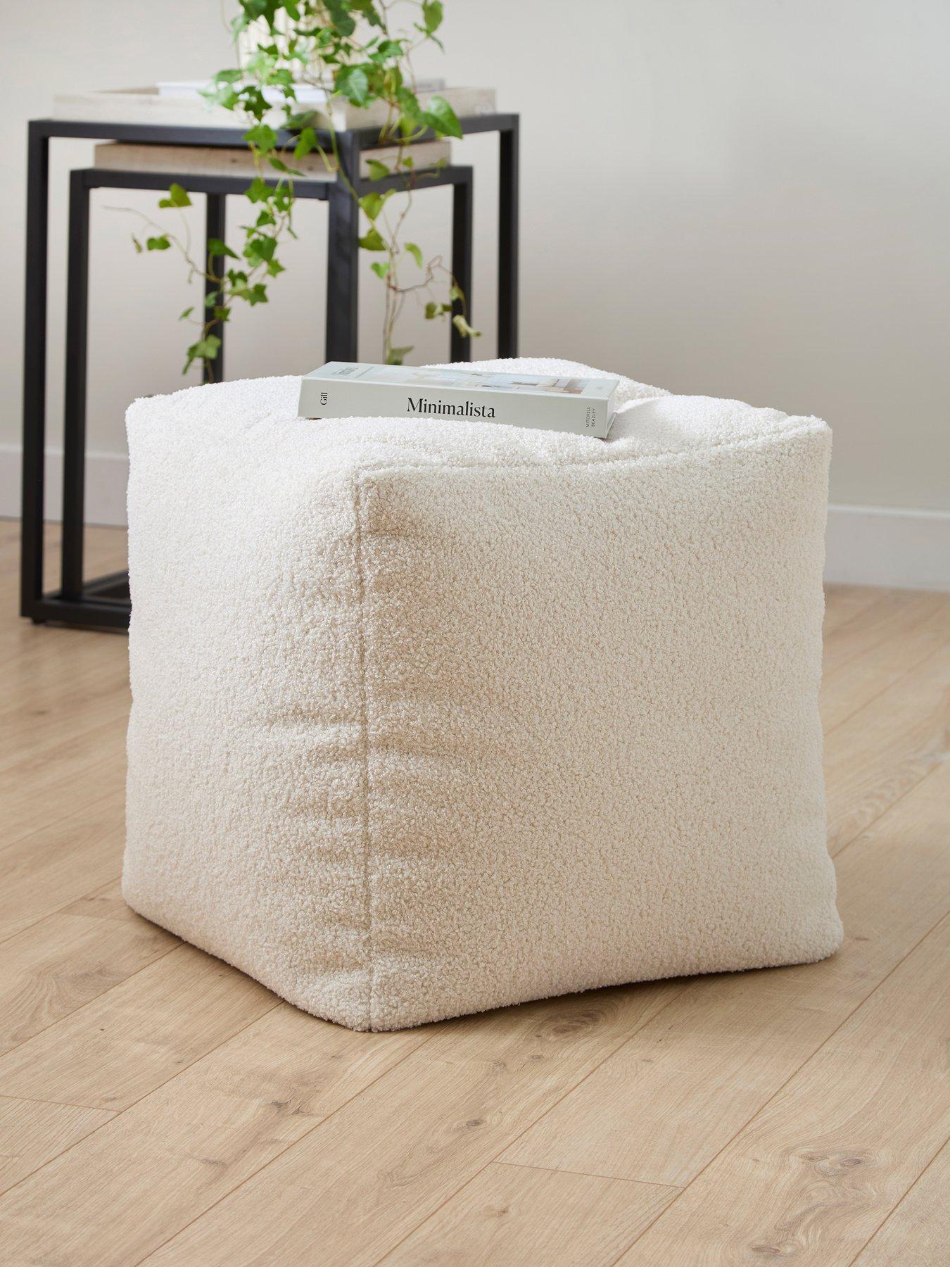 undefined Kaikoo Boucle Cube Pouffe- Cream