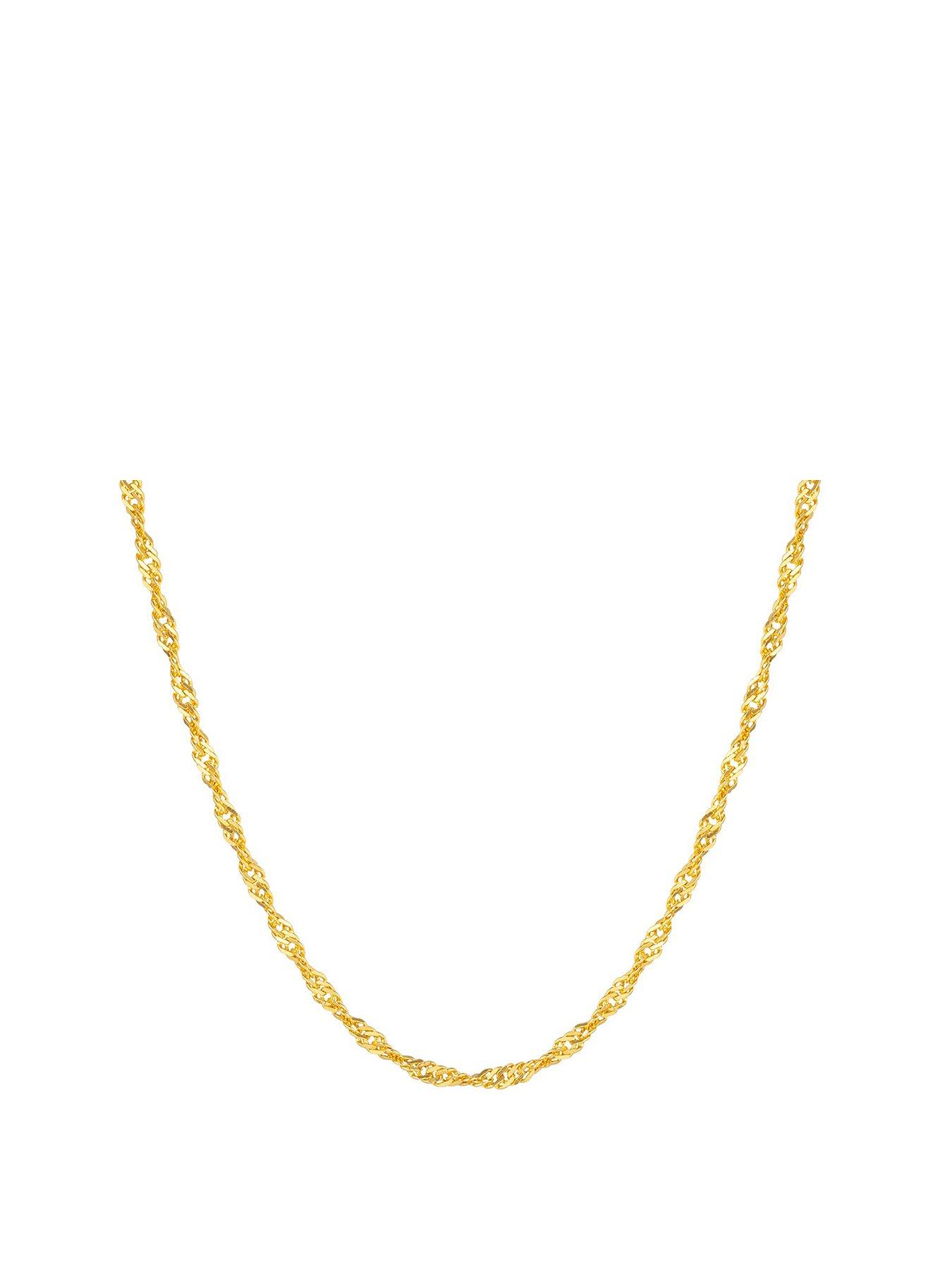 The Love Collection Gold Plated Sterling silver Singapore chain