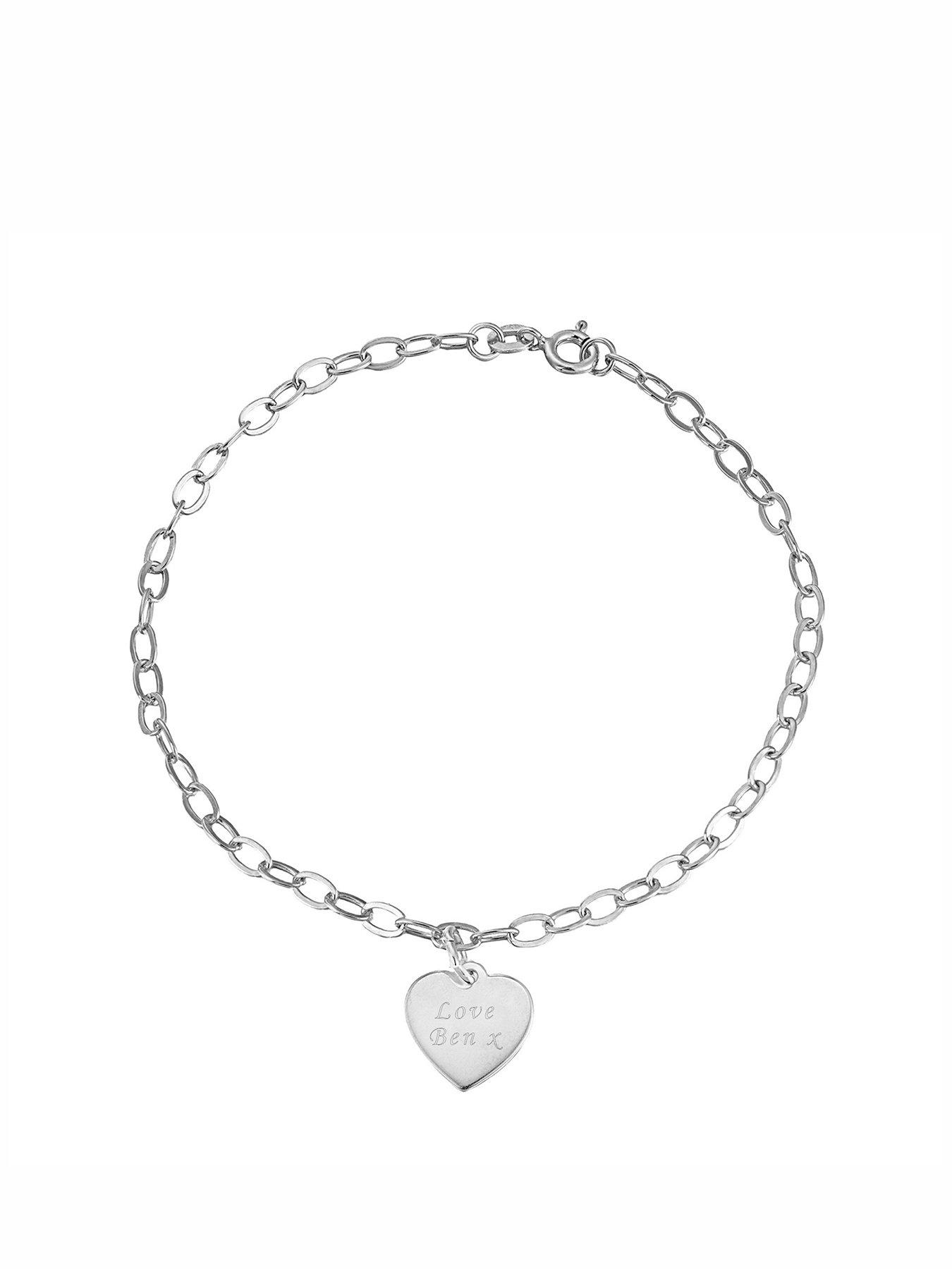 undefined Personalised sterling silver bracelet with heart charm