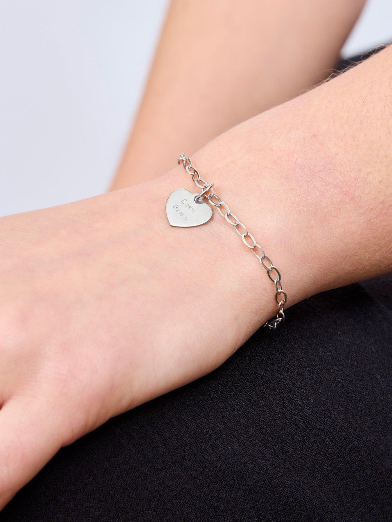 Image 2 of 2 of The Love Collection Personalised sterling silver bracelet with heart charm