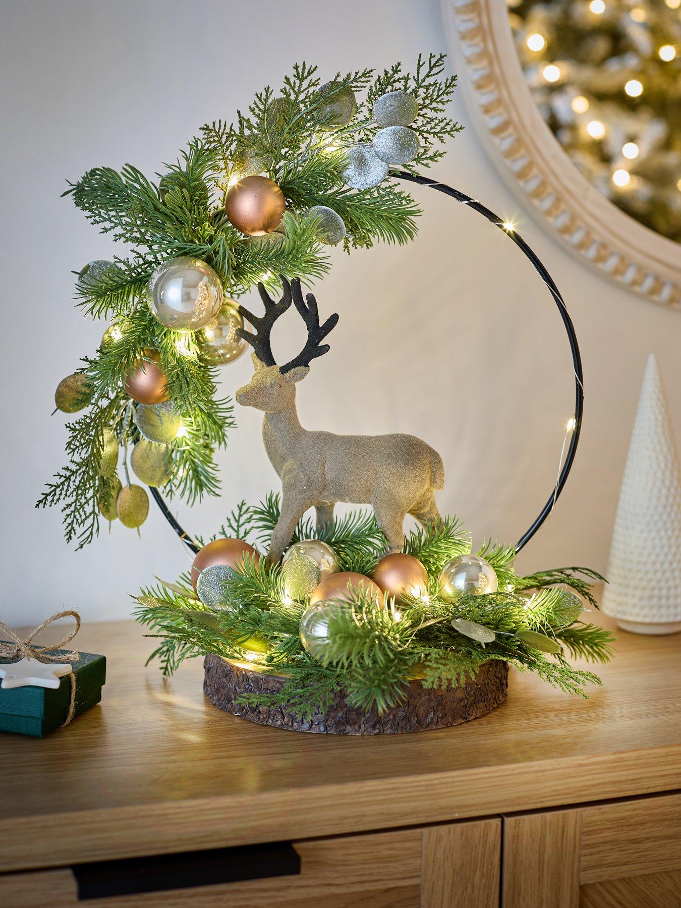 Image 1 of 5 of Very Home Stag In Hoop Lit Table Top Christmas&nbsp;Decoration