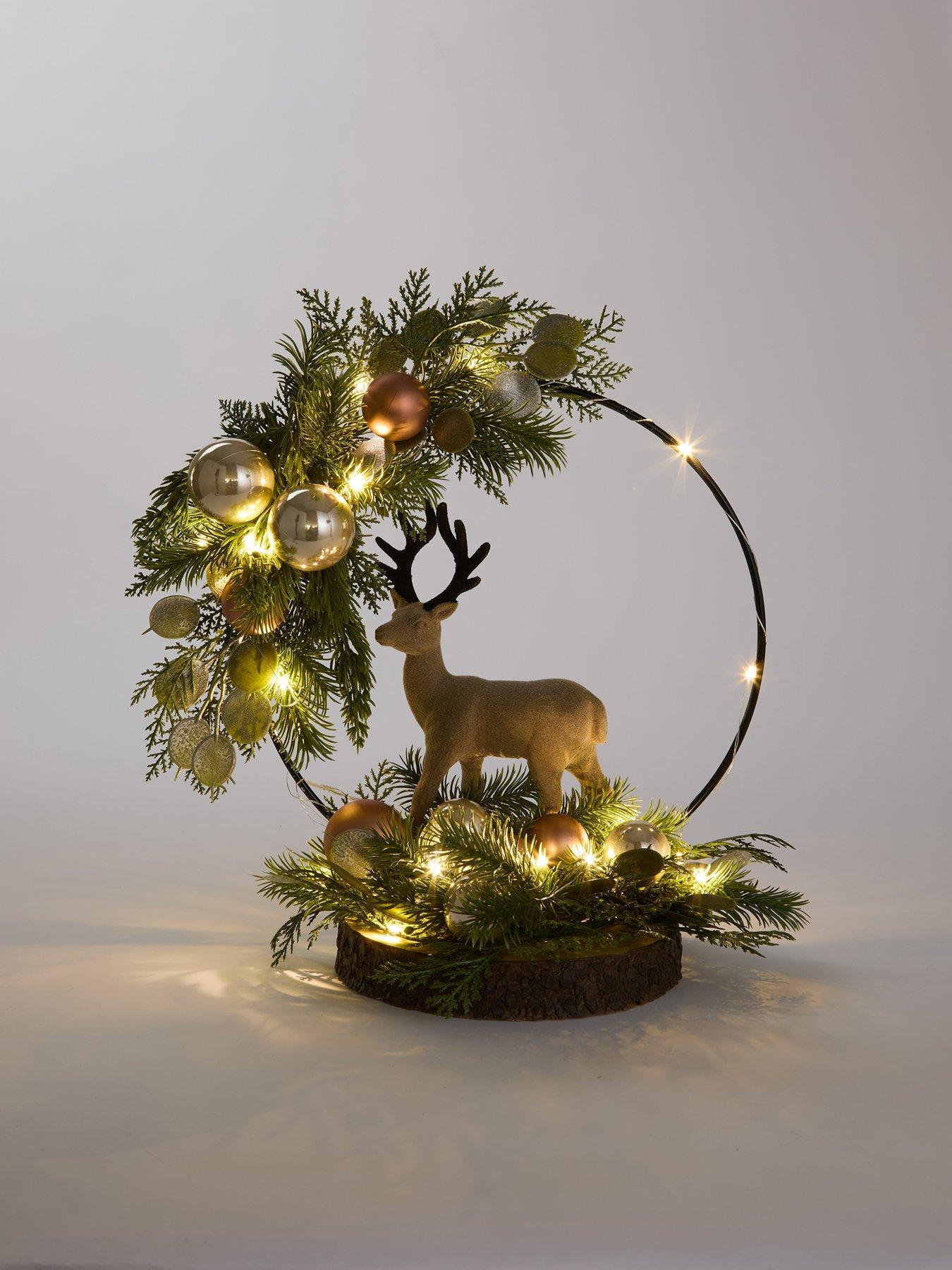Image 3 of 5 of Very Home Stag In Hoop Lit Table Top Christmas&nbsp;Decoration
