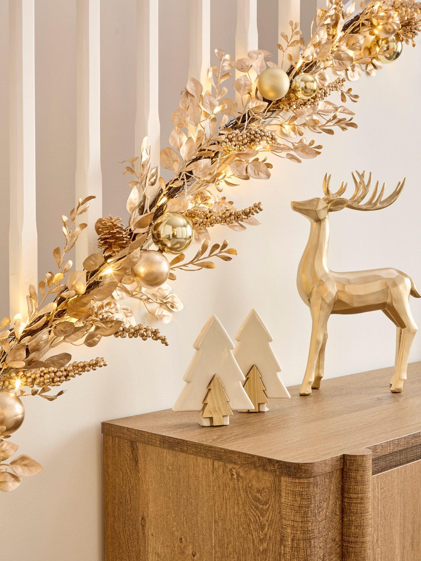 Very Home 9ft Champagne Gold Pre-lit Christmas Garland