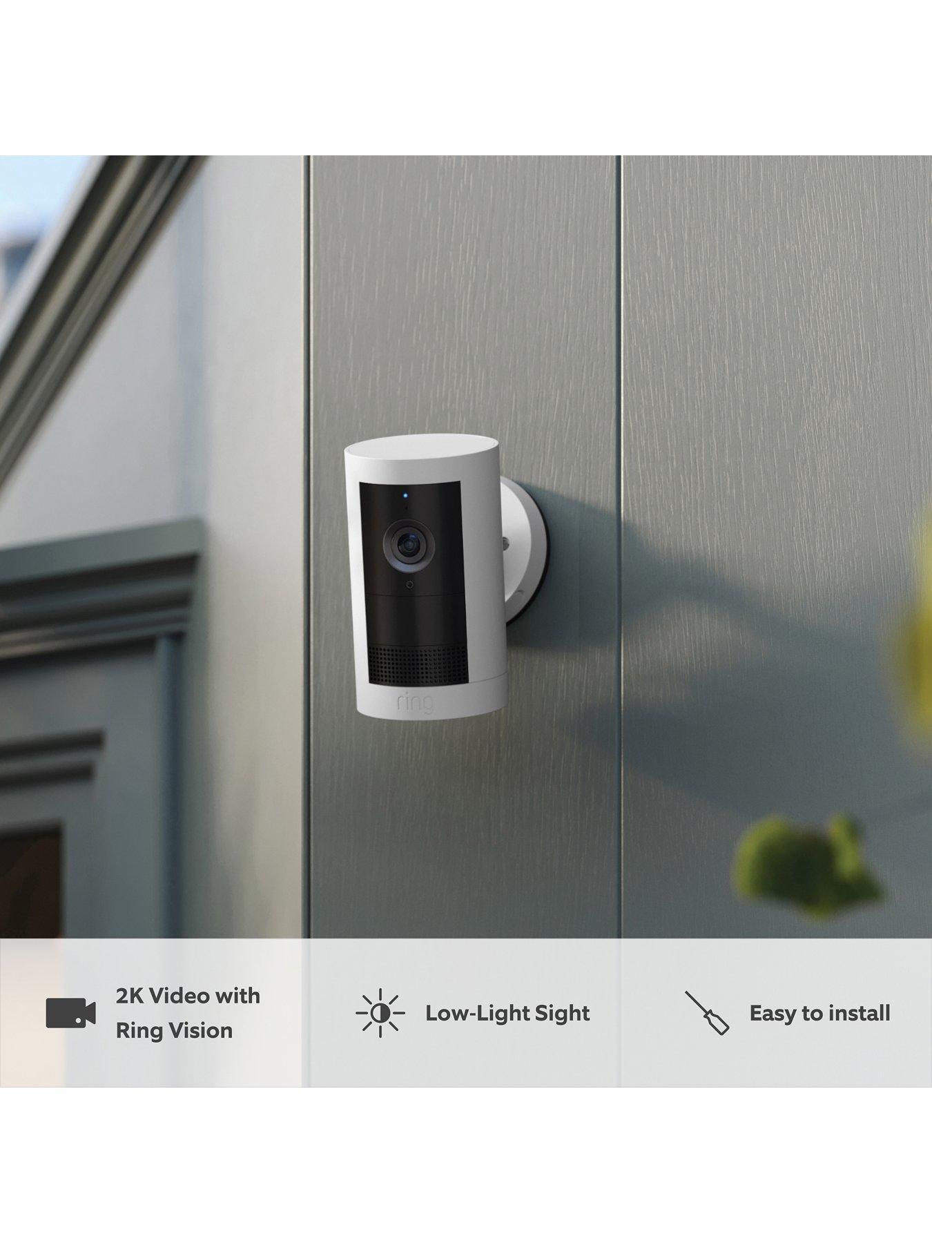 RING Outdoor Cam Plus Battery with 2k Video Smart Camera - White