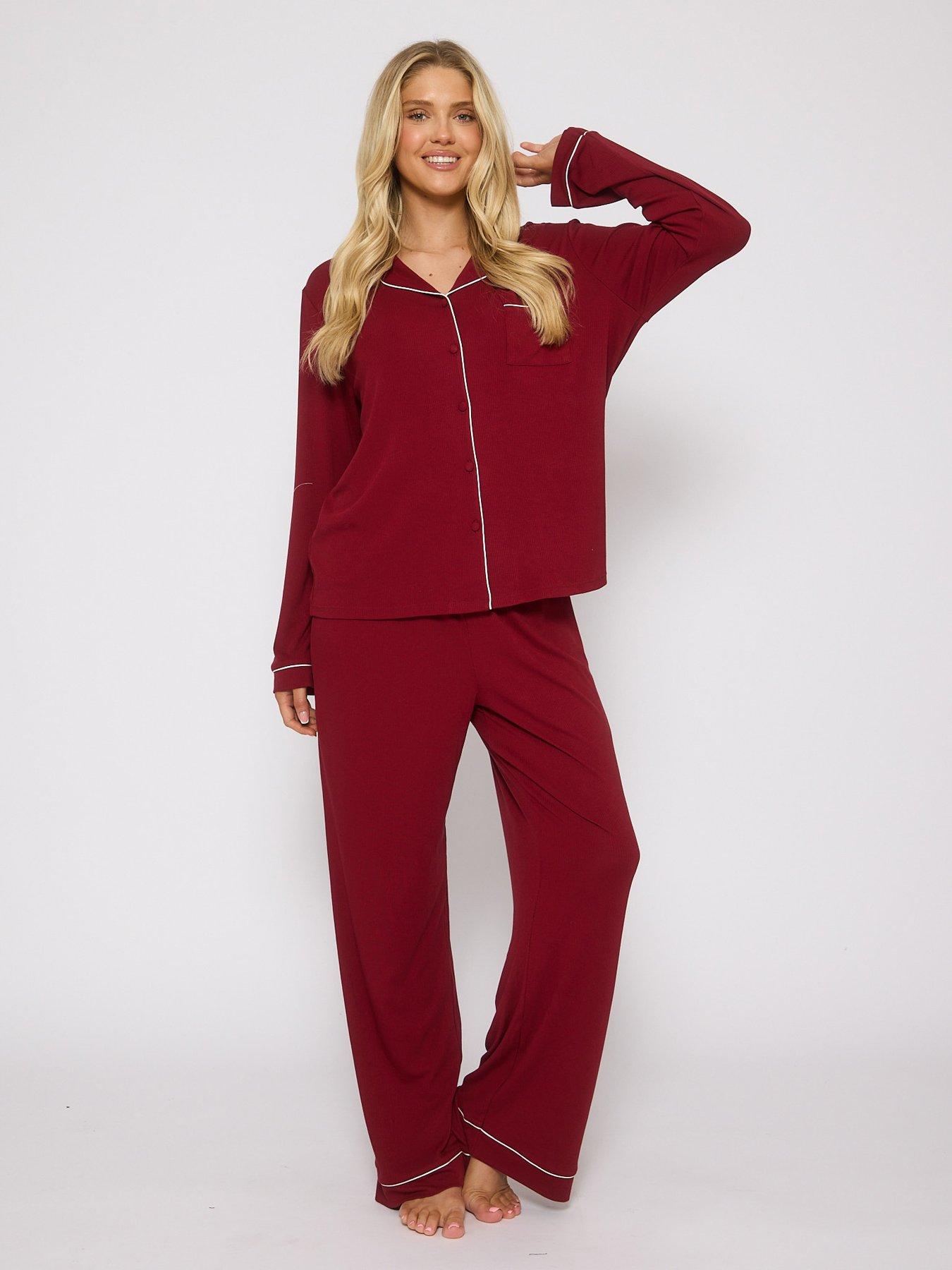 Image 1 of 4 of Loungeable Long Sleeve Pyjama Set - Red