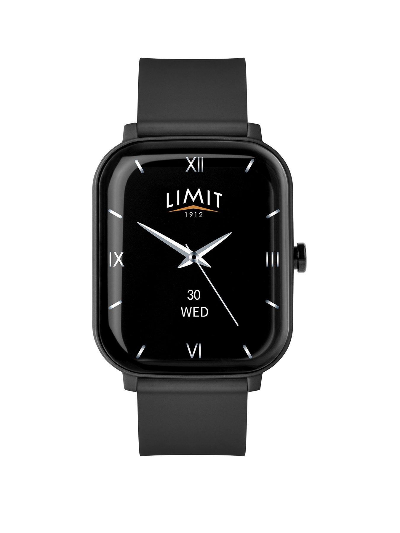 Limit 37mm Unisex Rectangular Black Smart Watch with Black Strap