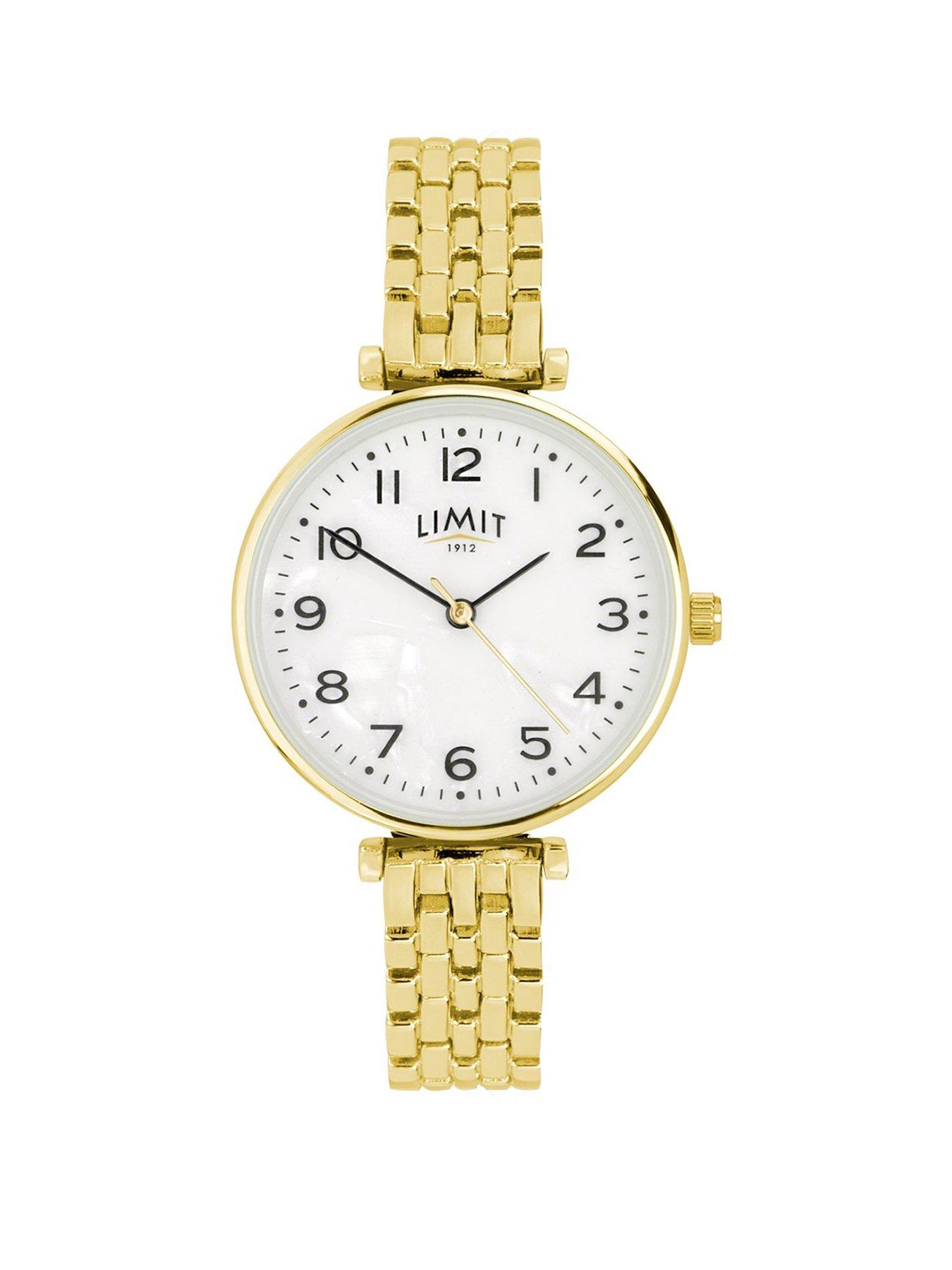 Limit 30mm Womens Round Gold Analogue Watch with Gold Bracelet
