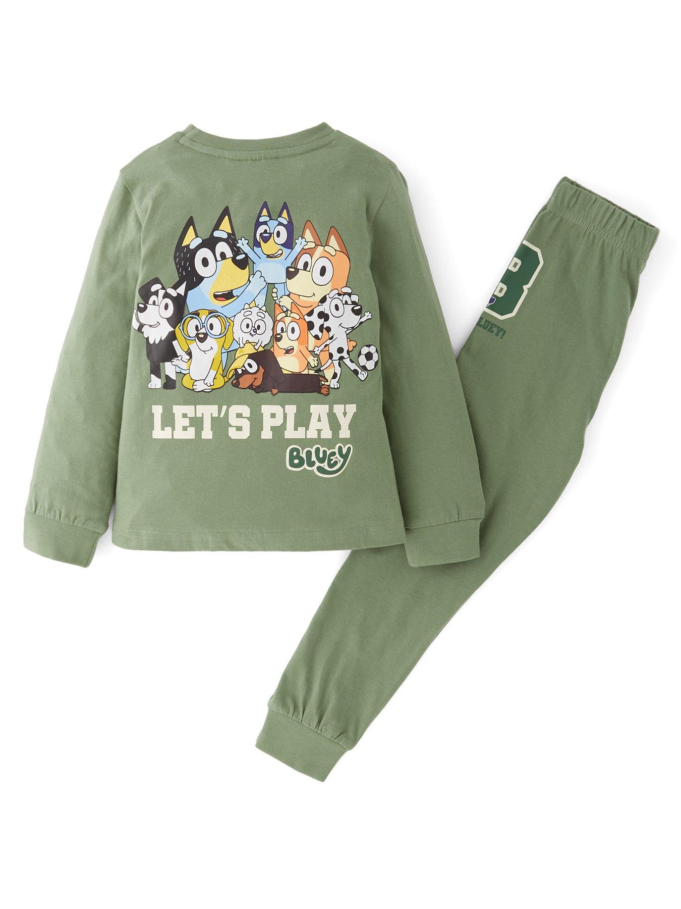 Bluey Back Print Long Sleeve Pyjama Set - Green