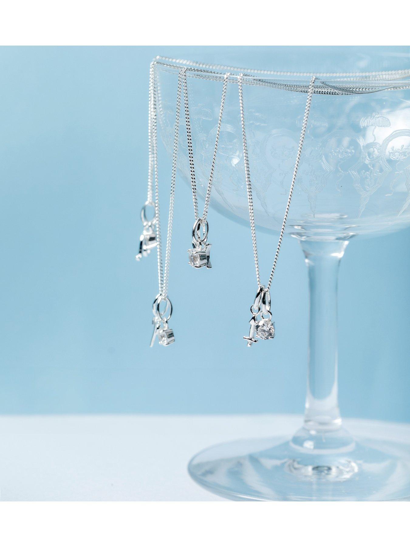 Image 5 of 6 of The Love Collection Sterling Silver Zodiac Sign and White CZ Charm Necklace