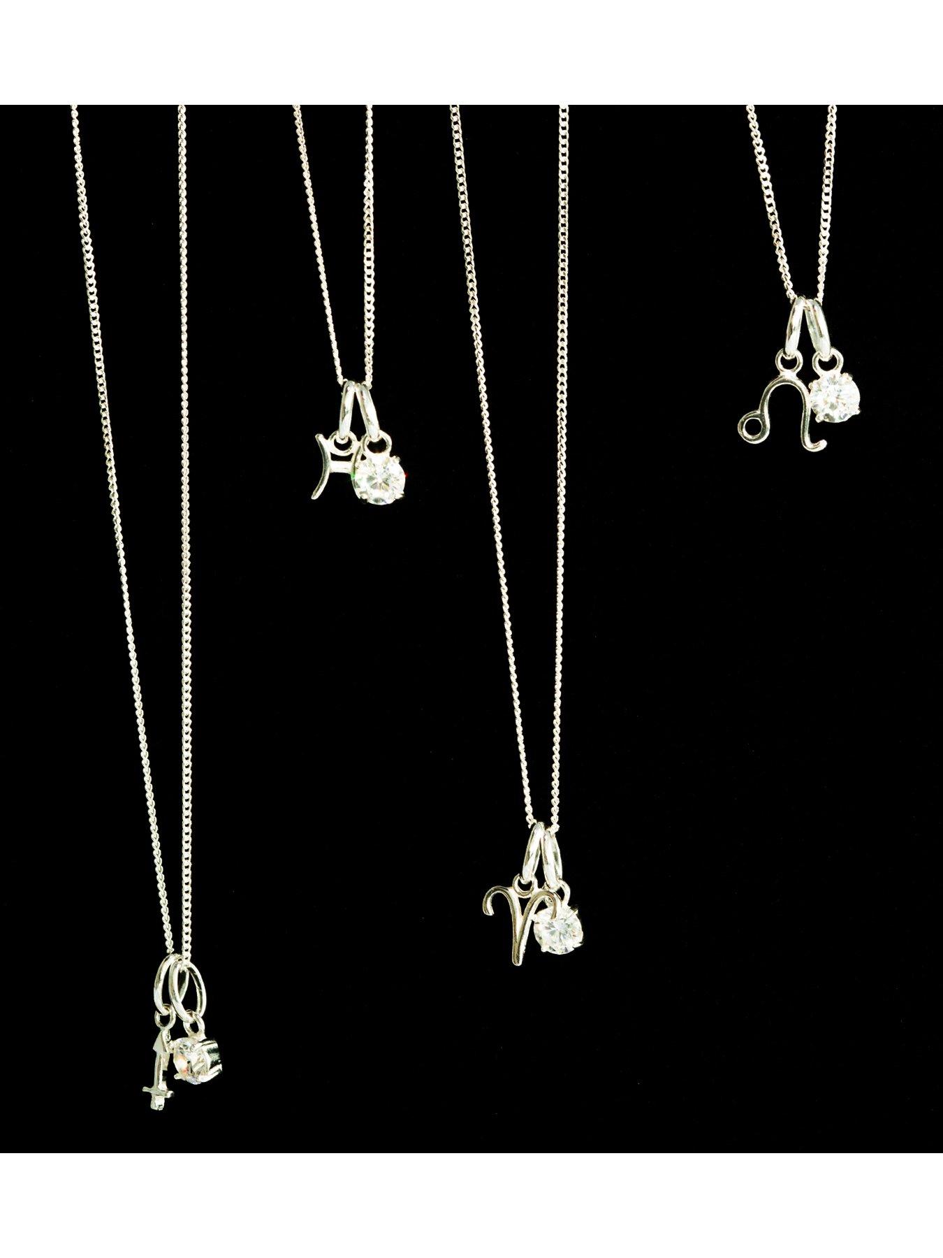 Image 6 of 6 of The Love Collection Sterling Silver Zodiac Sign and White CZ Charm Necklace