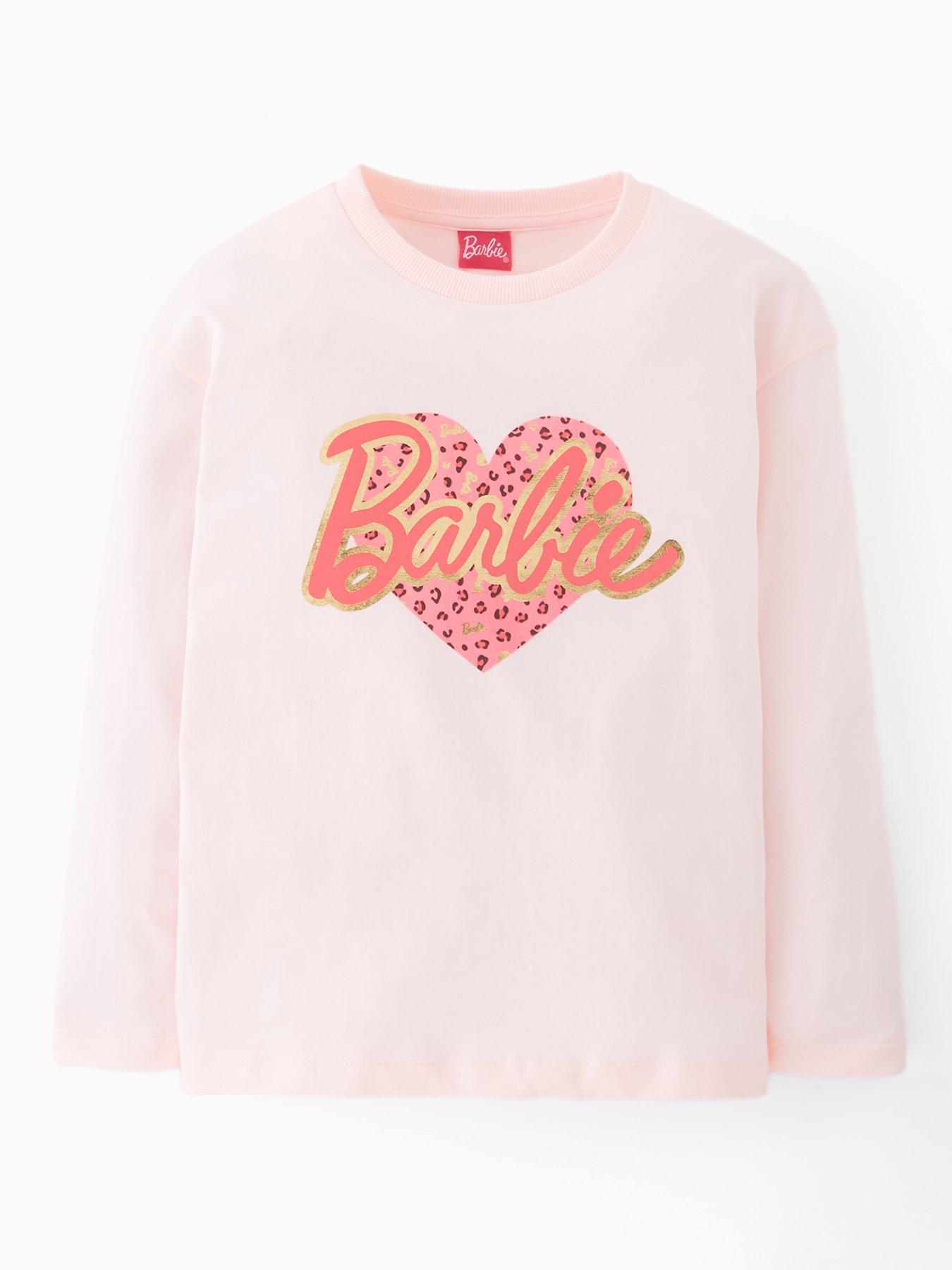 Image 1 of 4 of Barbie Leopard Heart Long Sleeve T-Shirt - Cream