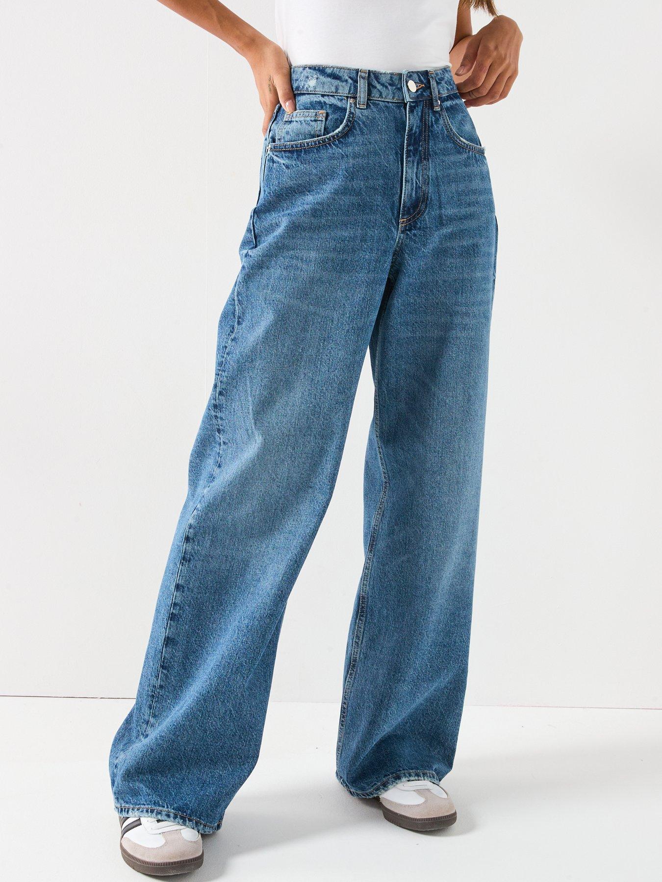 undefined Authentic High Waist Wide Leg Jeans - Mid Wash