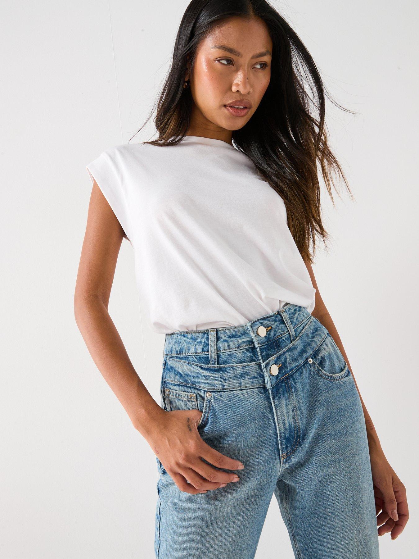 Calça Jeans Feminina Mom Cintura Alta Estonada Denim Médio - Foto 5