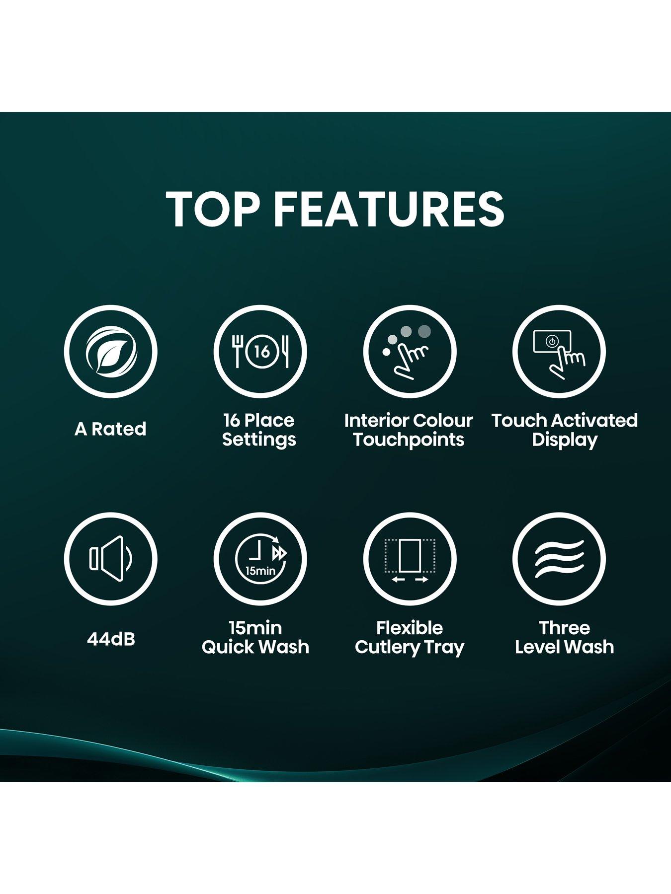 Image 2 of 7 of Hisense HS663A90BXUK Full Size 16-Place A Rated&nbsp;Freestanding Dishwasher - Black Inox