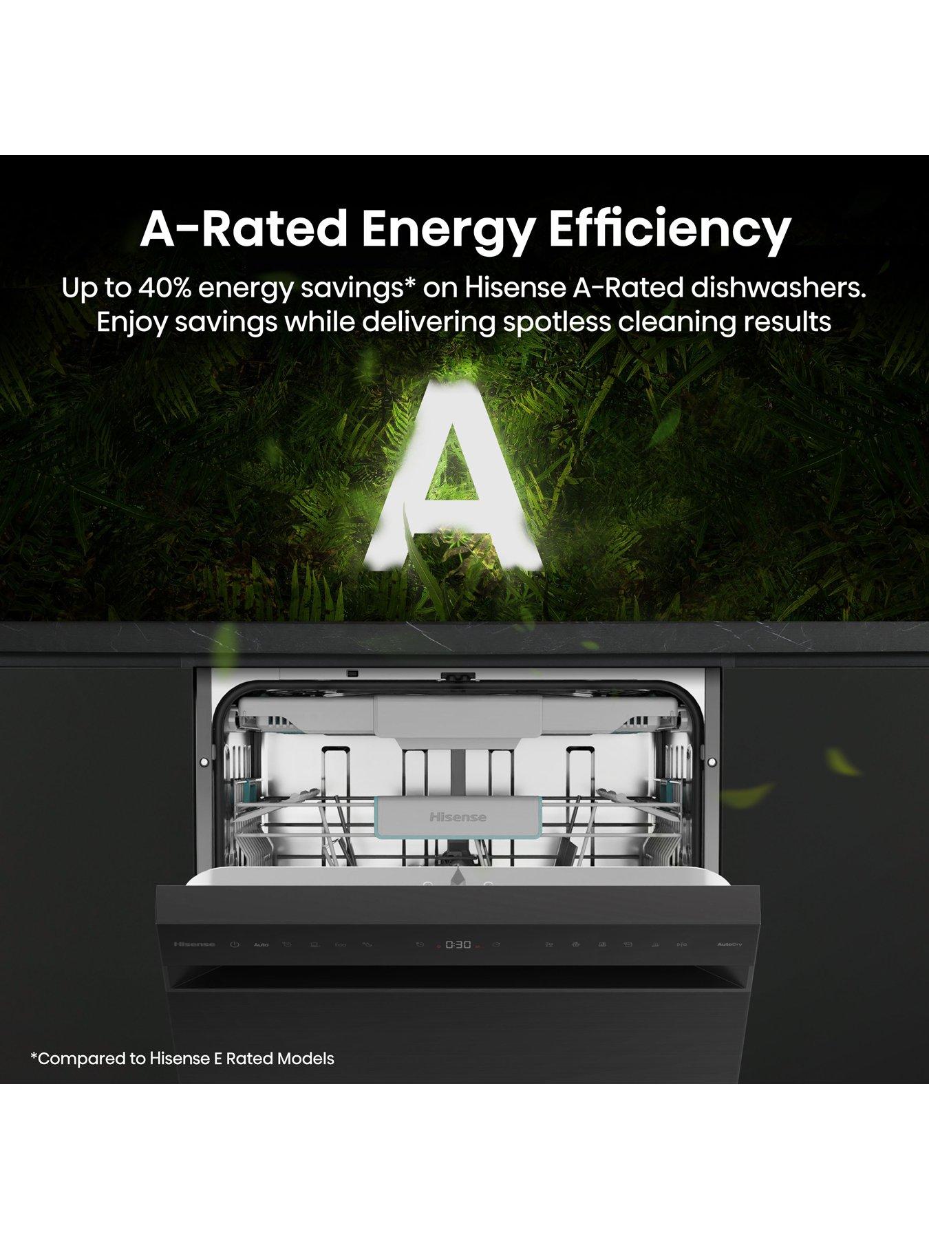 Image 4 of 7 of Hisense HS663A90BXUK Full Size 16-Place A Rated&nbsp;Freestanding Dishwasher - Black Inox