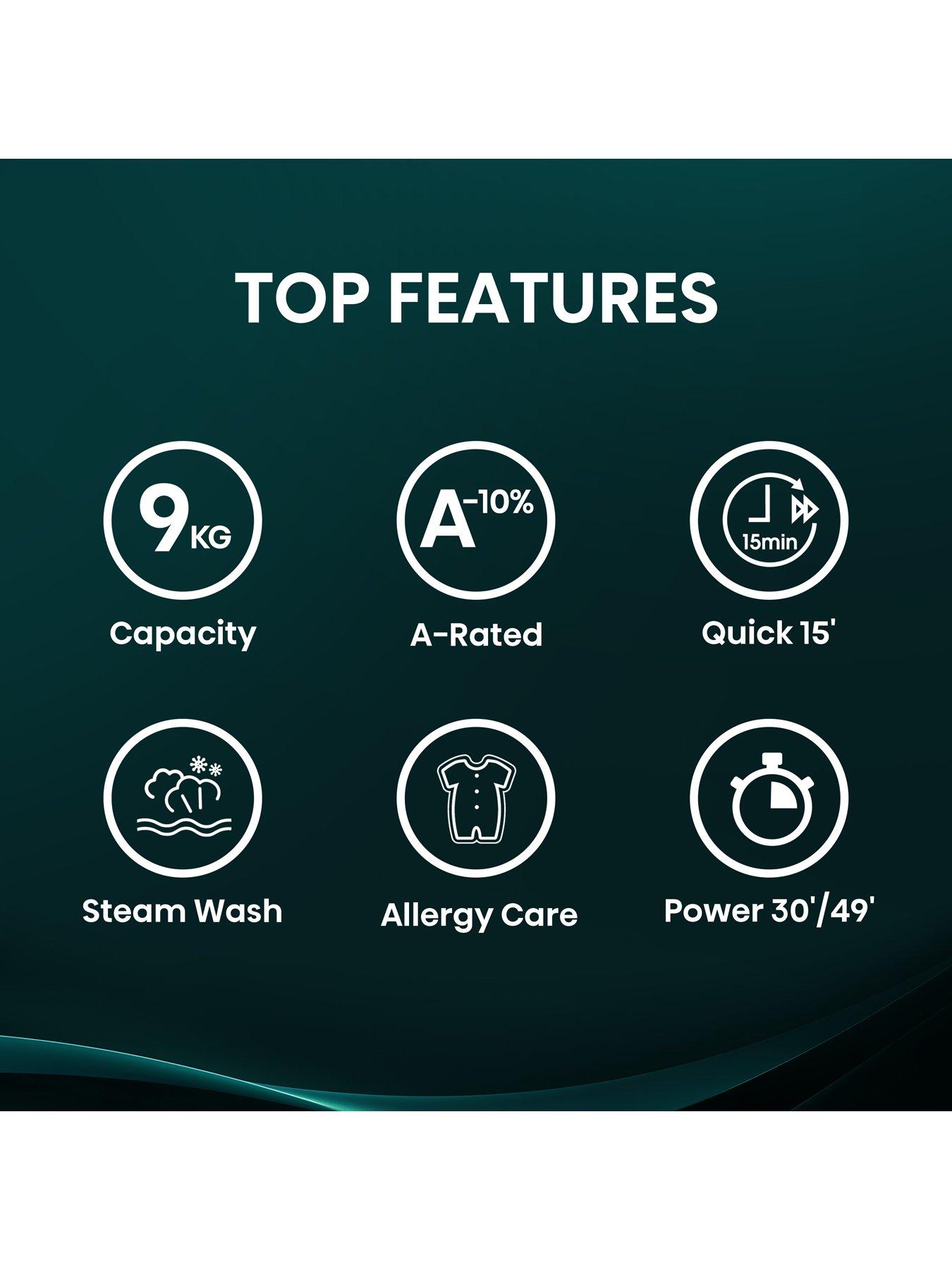 Image 2 of 7 of Hisense 1 Series Steam WF1Q9041BW 9 kg Steam 1400 Spin Washing Machine - White