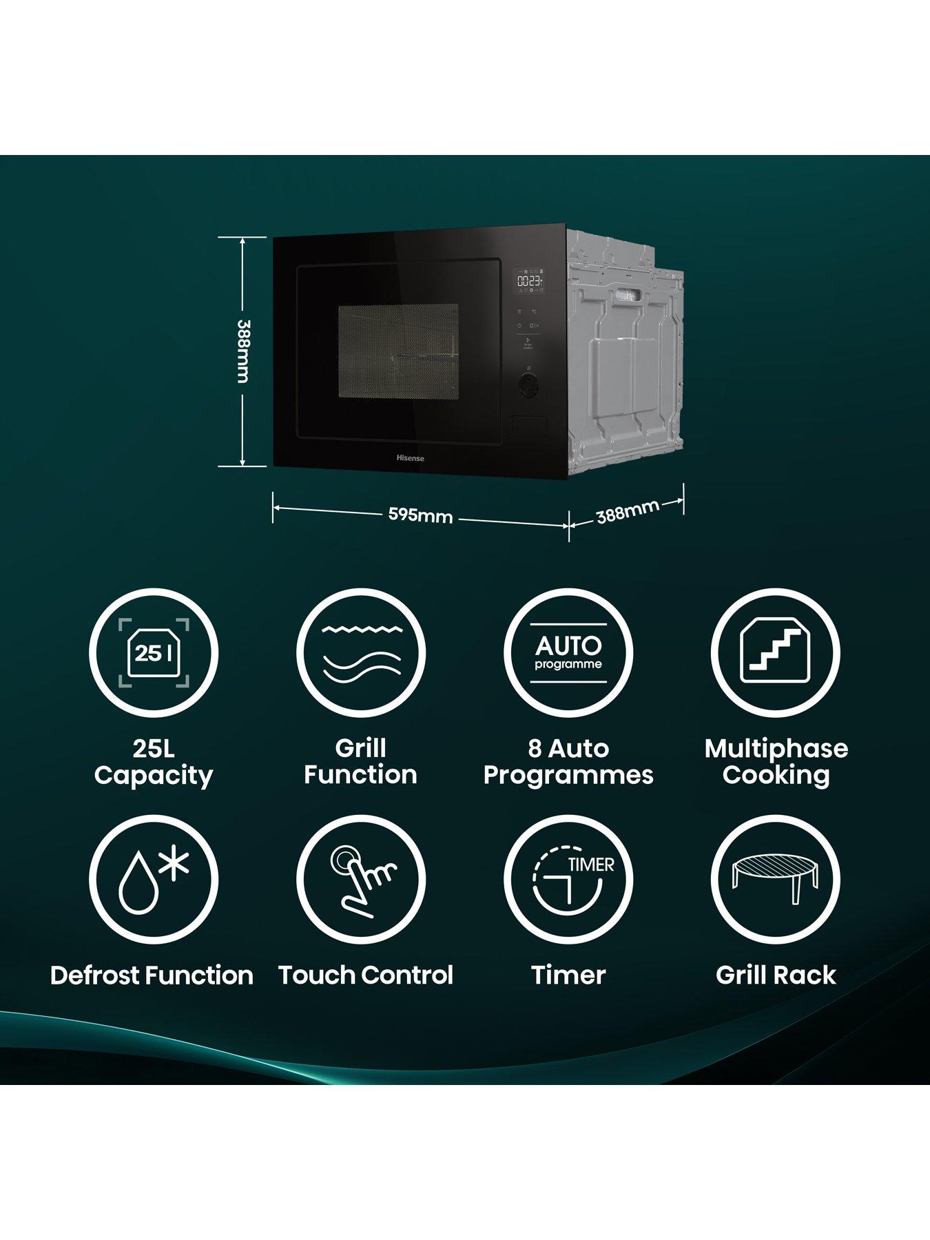 Image 2 of 7 of Hisense BIM325G52BGUK 25L Built In Microwave with Grill - Black