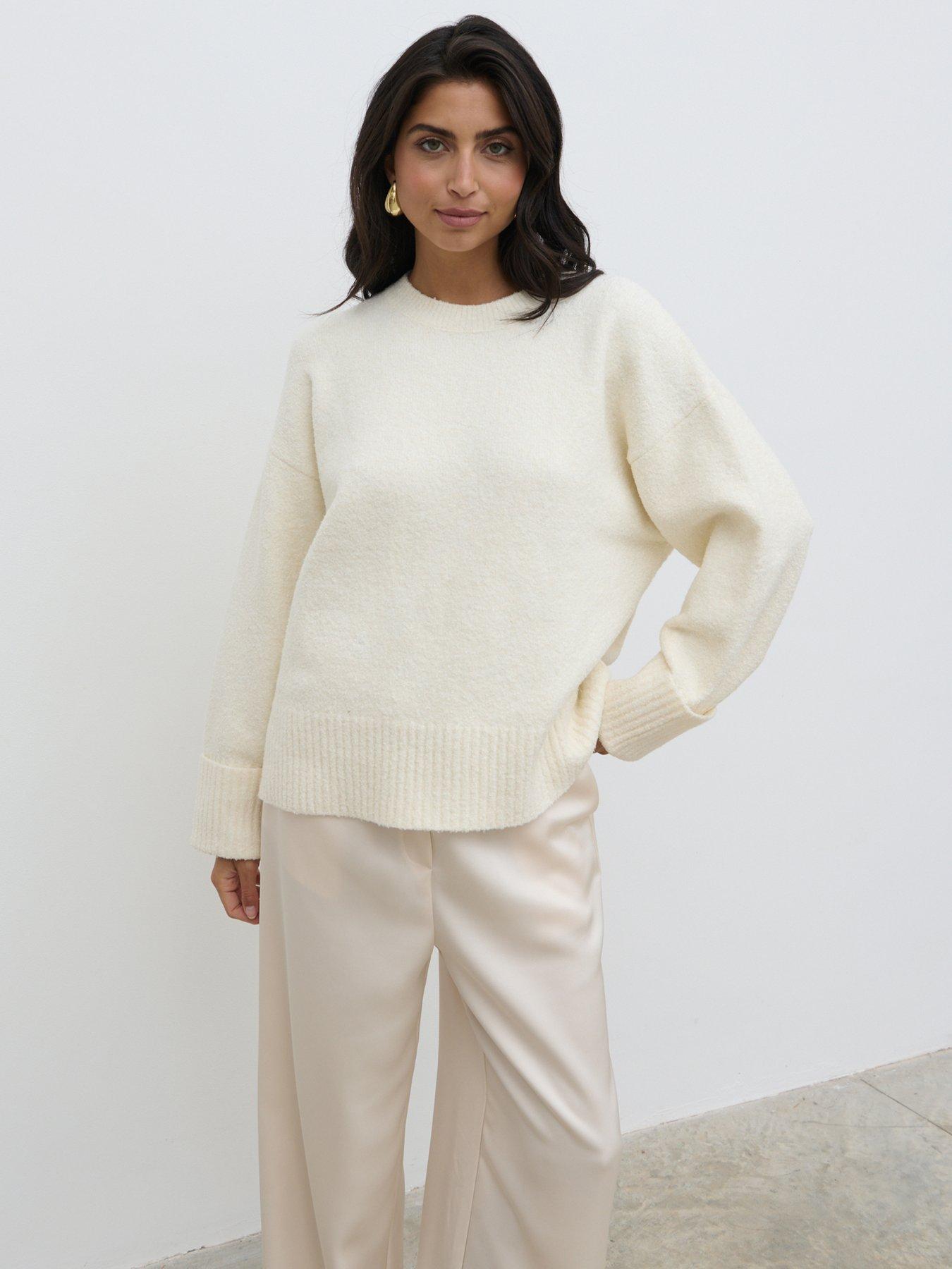 Pretty Lavish Camille Oversized Borg Jumper - Cream