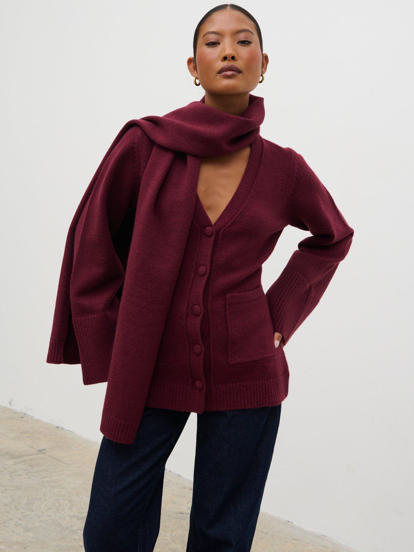Pretty Lavish Florie Scarf Cardigan - Red